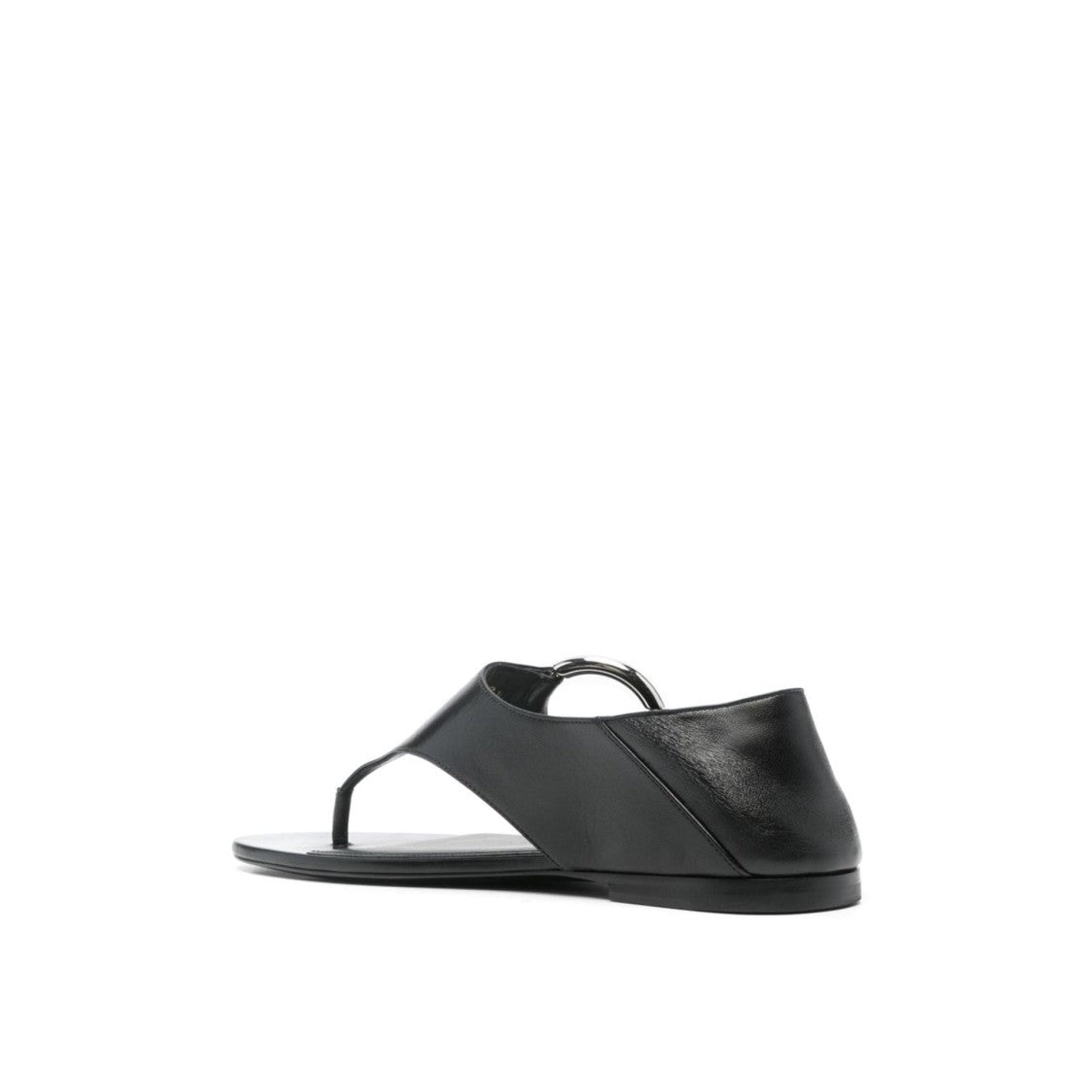 Ring Leather Flat Sandals With Silver-Tone Hardware