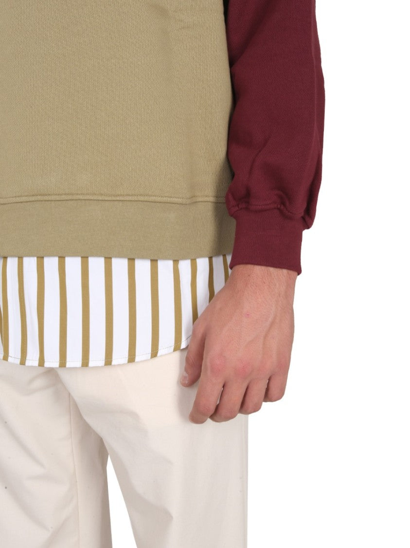 Two-Tone Cotton Sweatshirt With Drawstring Hood