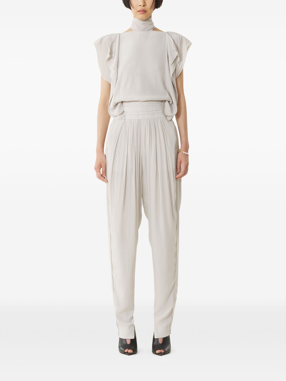 High-Waisted Trousers with Pleated Detailing and Side Pockets