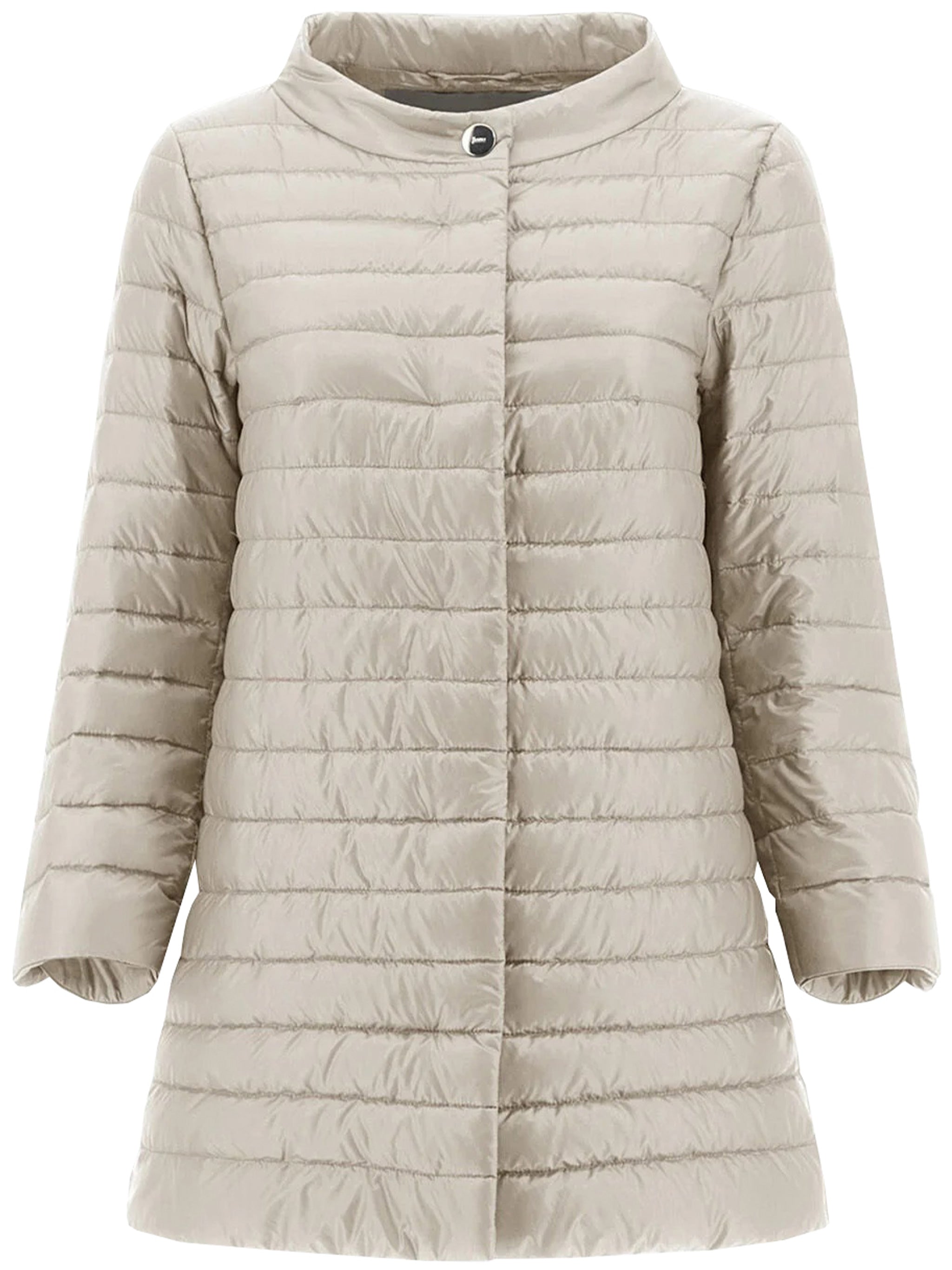 Neutral Piumino Quilted Round Neck Jacket