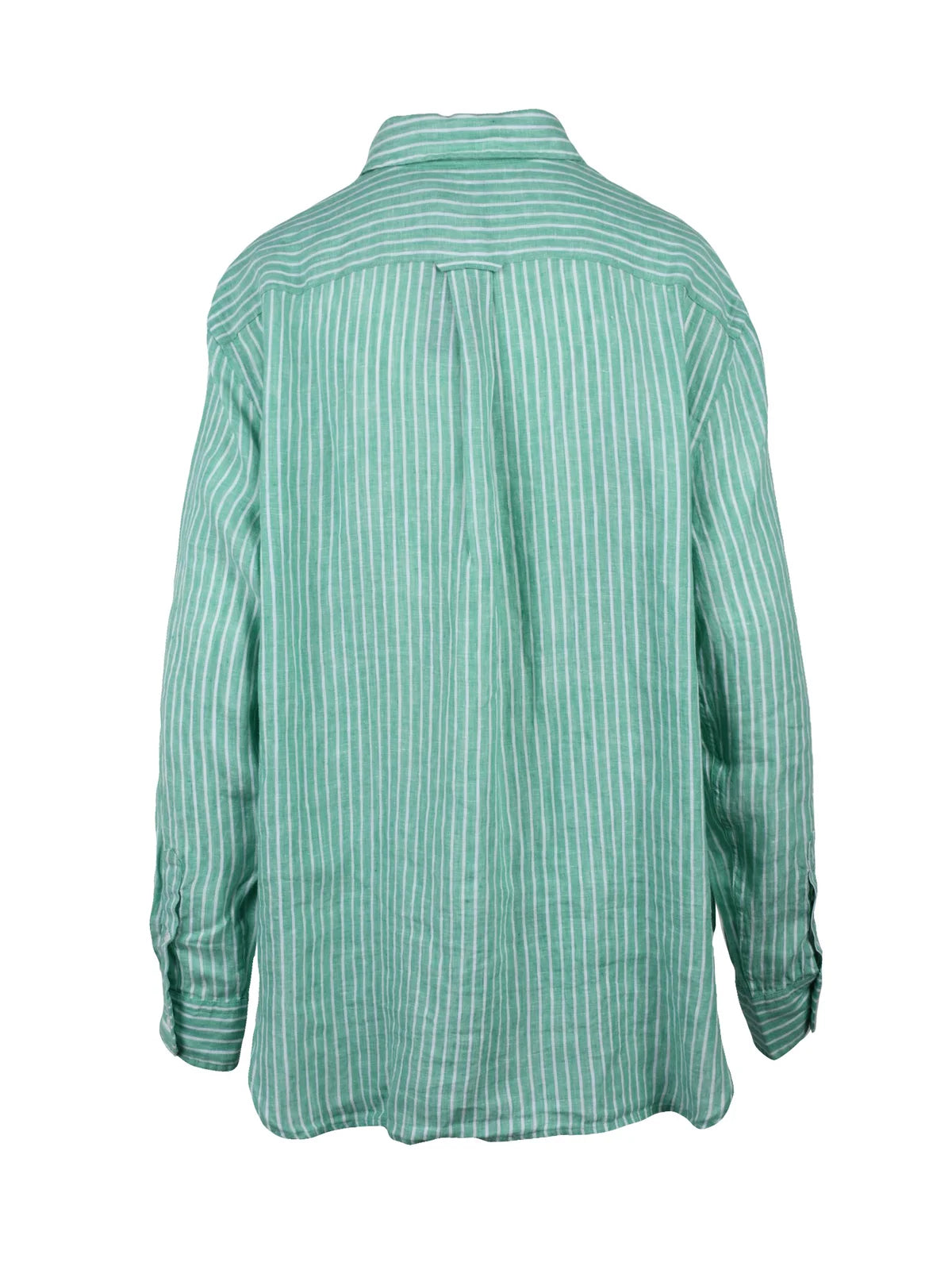 Linen Shirt Oversize Green/White