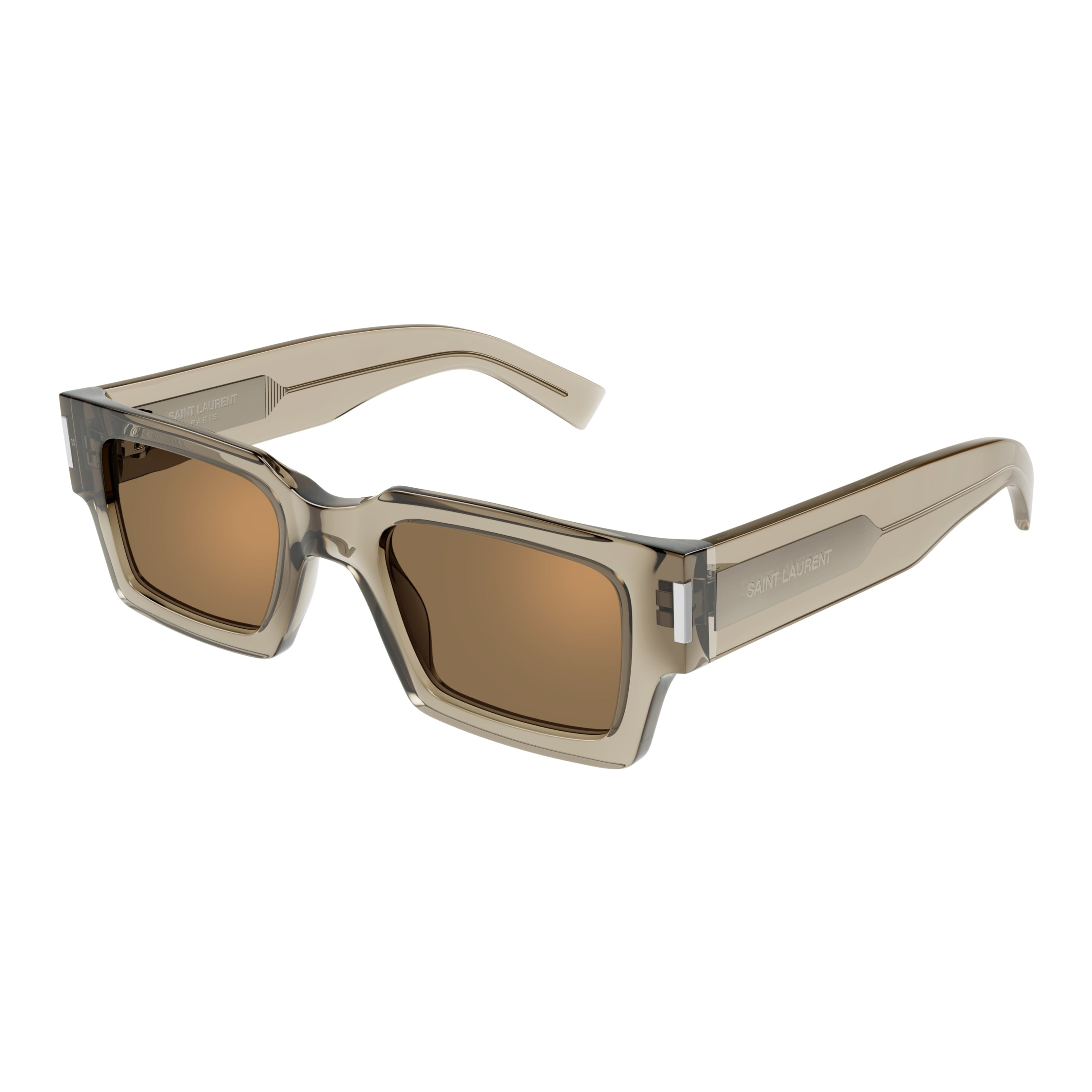 Rectangular Frame Sunglasses with Translucent Taupe Finish