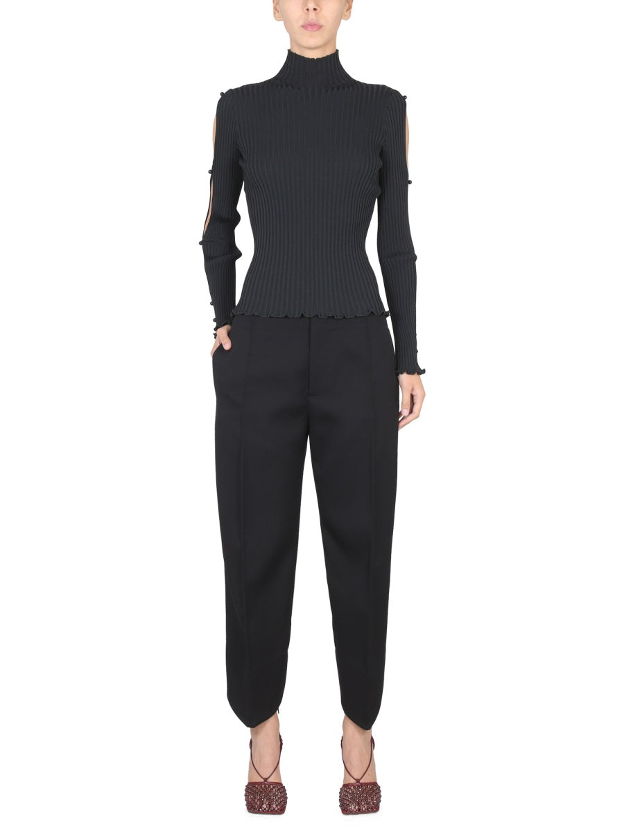 High Neck Turtleneck Sweater with Textured Knit Design