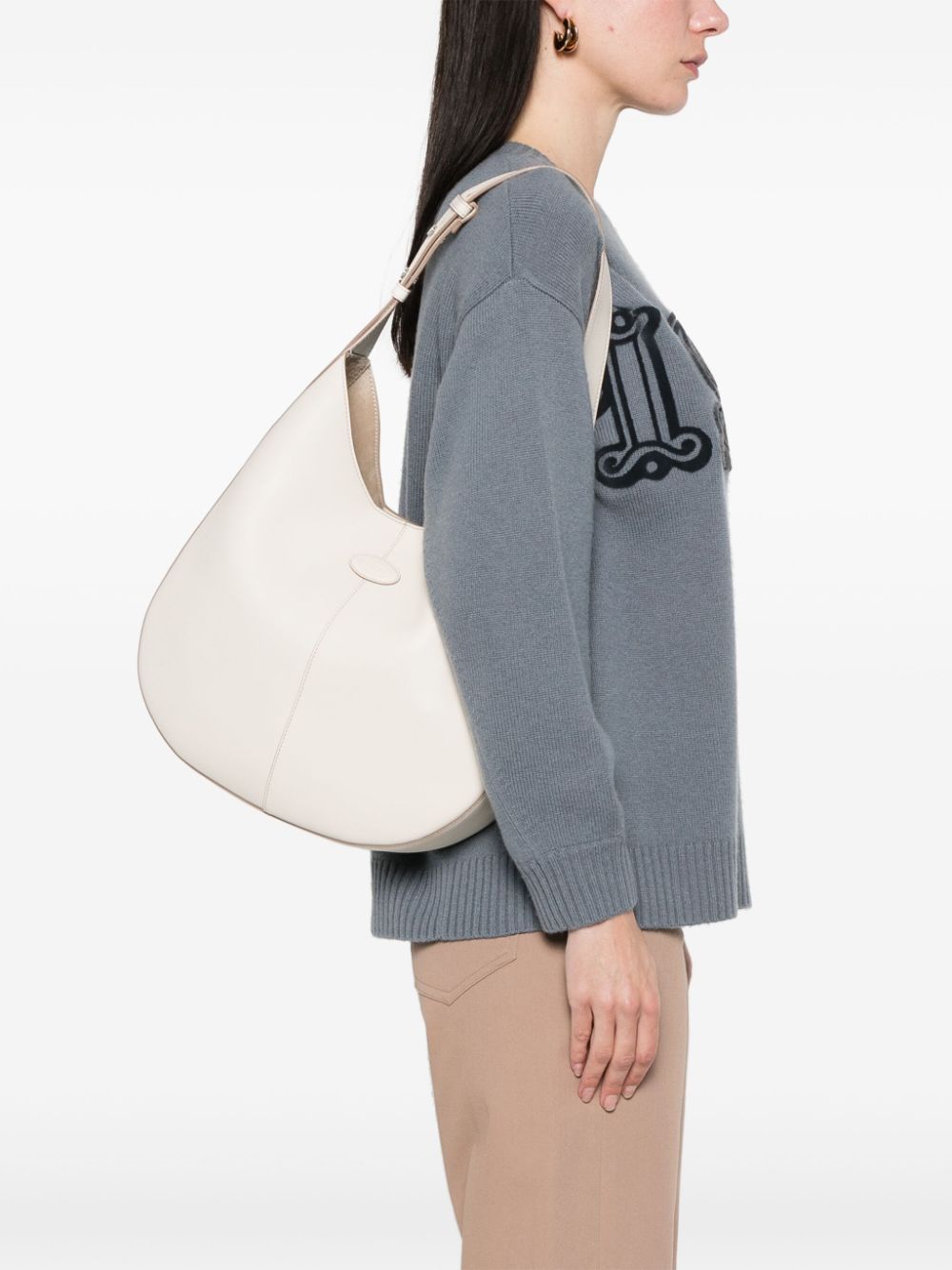 Crescent-Shaped White Bag