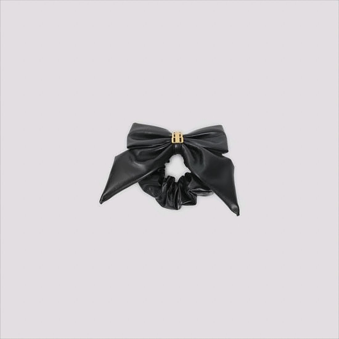 Calf Leather Hair Scrunchie with Bow Detail