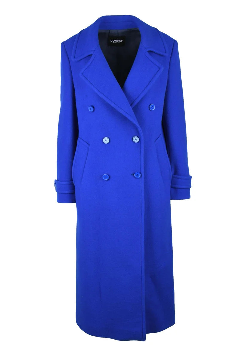 Long Double-Breasted Coat Cashmere - Royal Blue