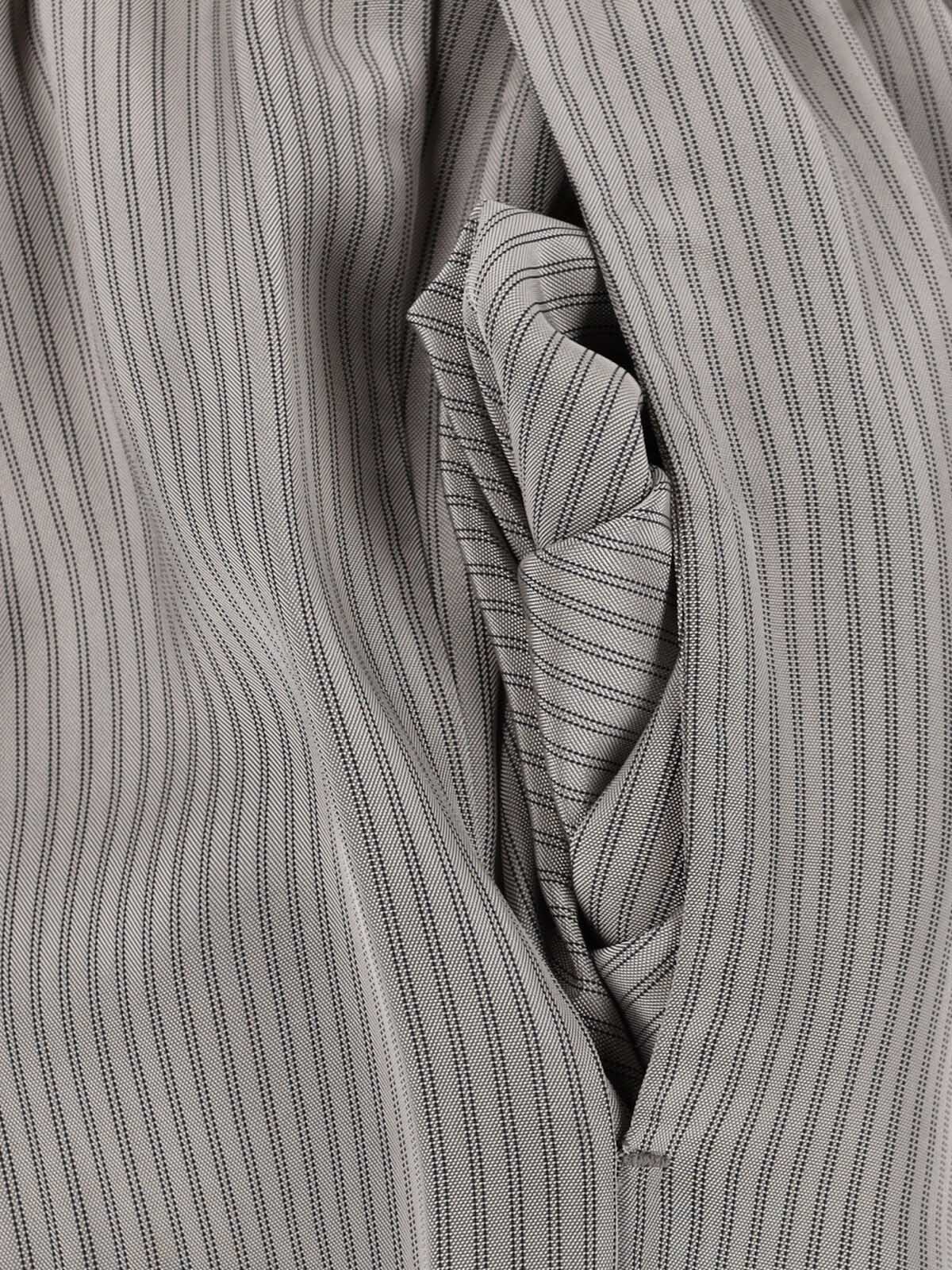 Striped Trousers In Grey Fabric, Medium Waist