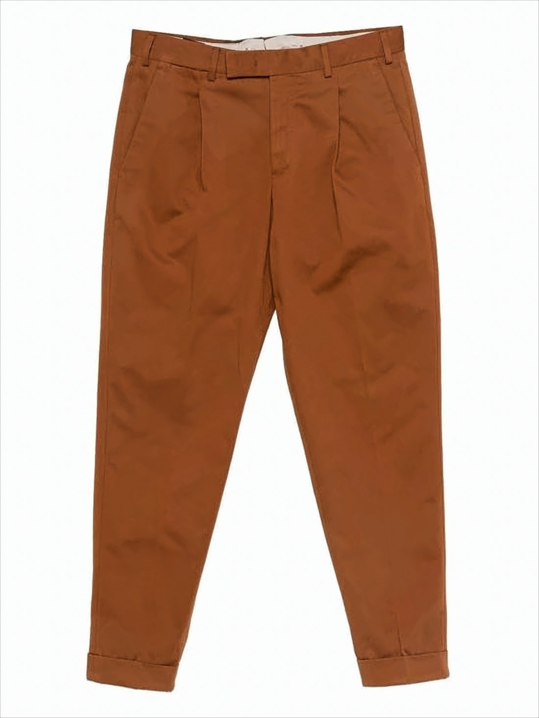 Straight-Leg Brown Cotton Trousers with Tailored Finish
