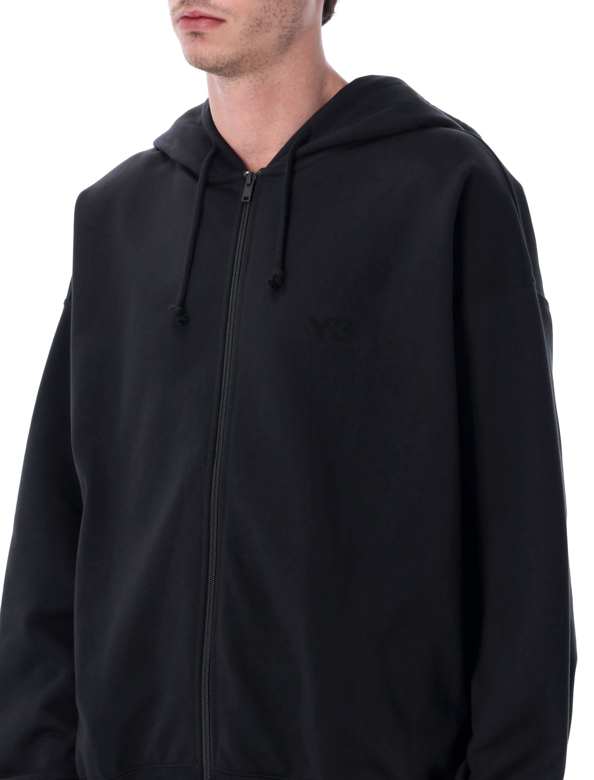 Brushed Cotton-Blend Zip Hoodie with Adjustable Hood and Ribbed Cuffs