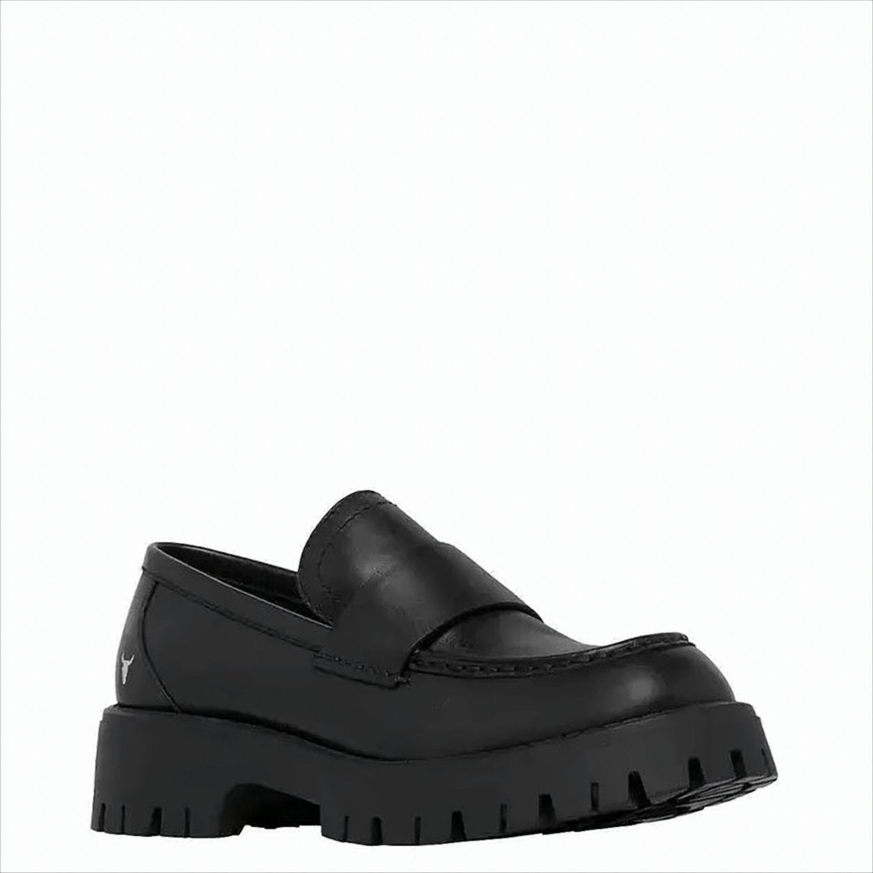 Black Leather Platform Loafers