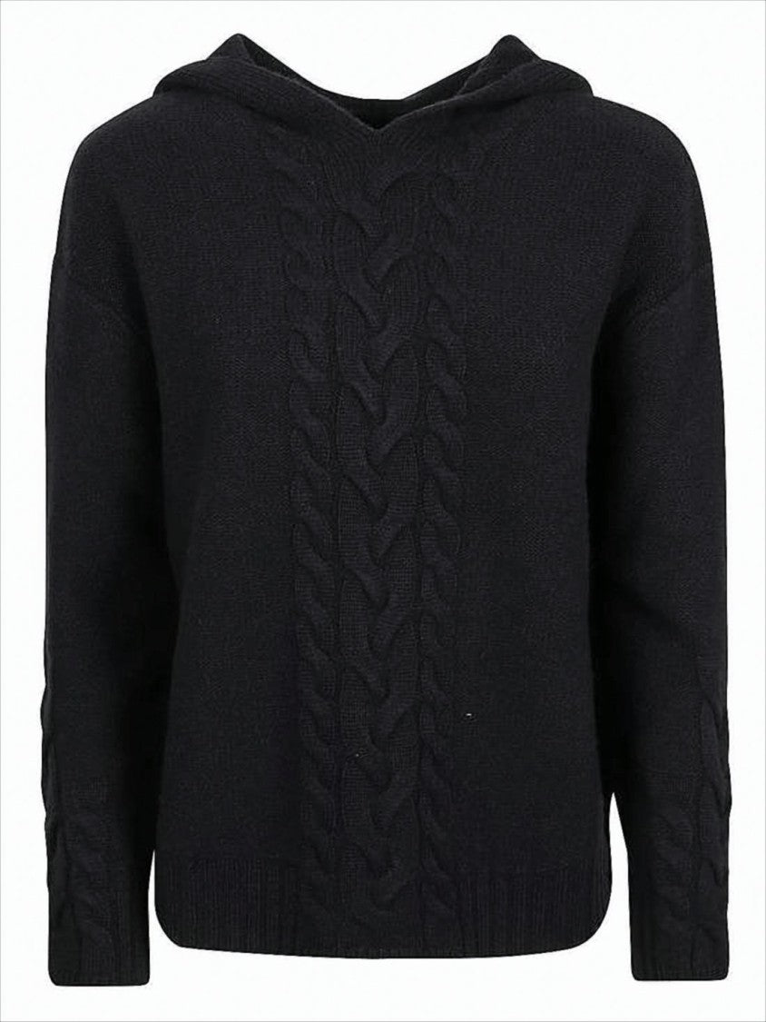 Knitted Hooded Sweatshirt in Wool-Cashmere Blend