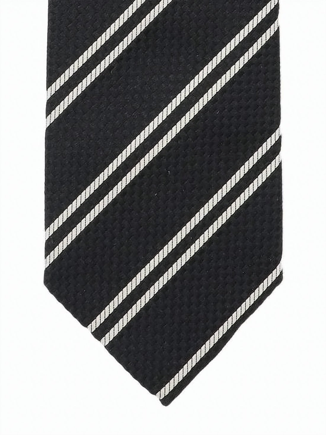Textured Silk Necktie With Diagonal White Stripes