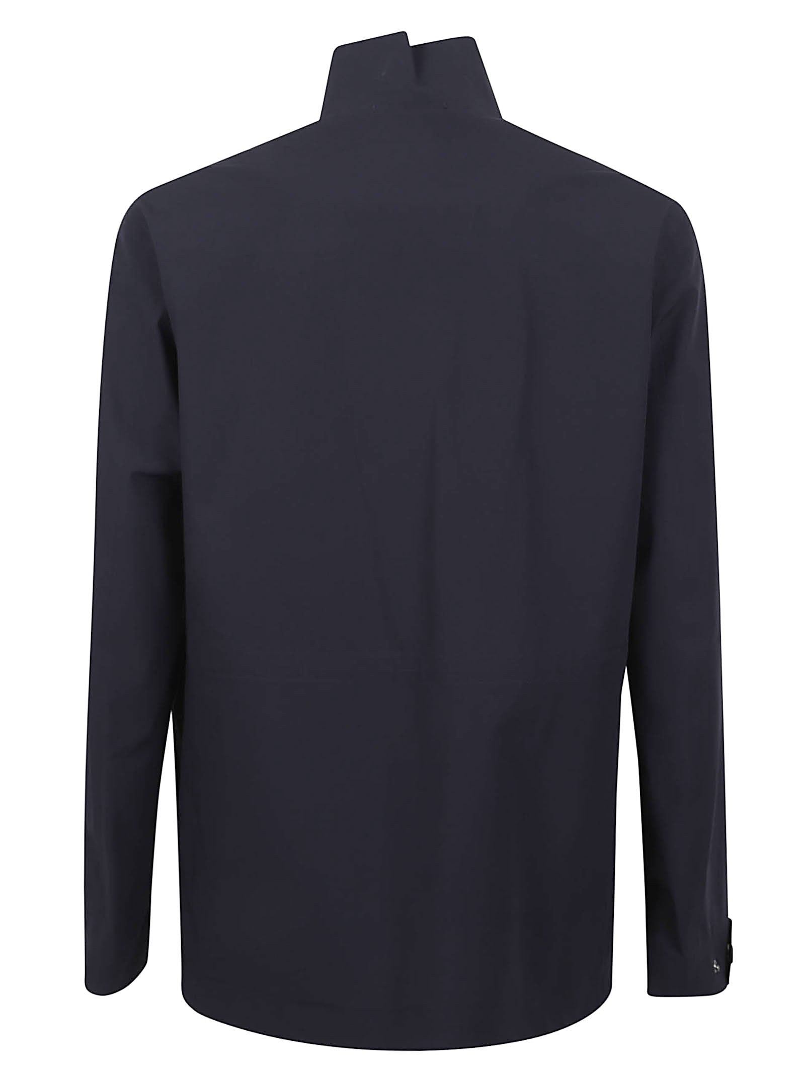 Double-slider Zipper Jacket with High Collar and Flap Pockets