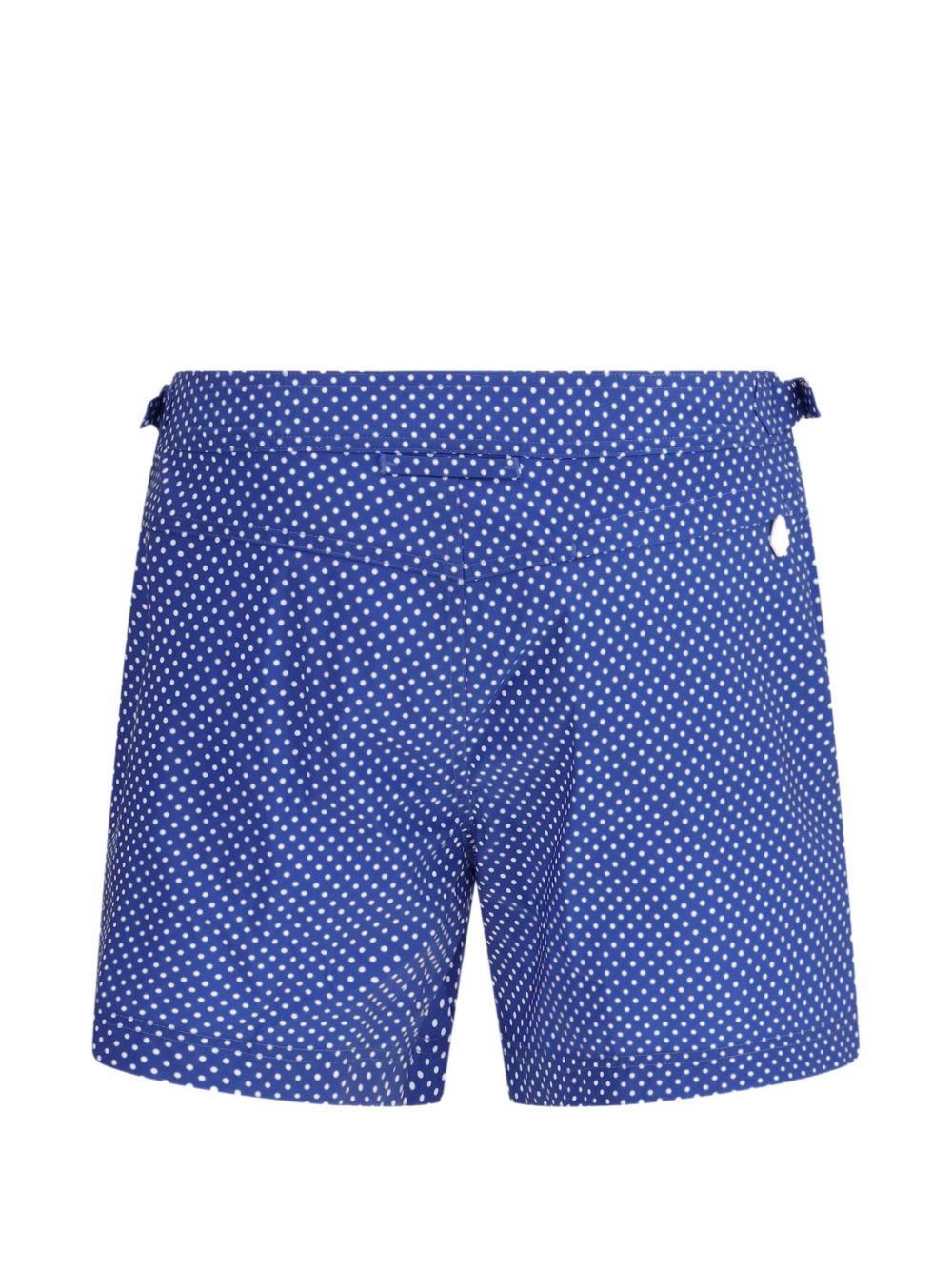 Tailored Blue Shorts with White Dot Pattern