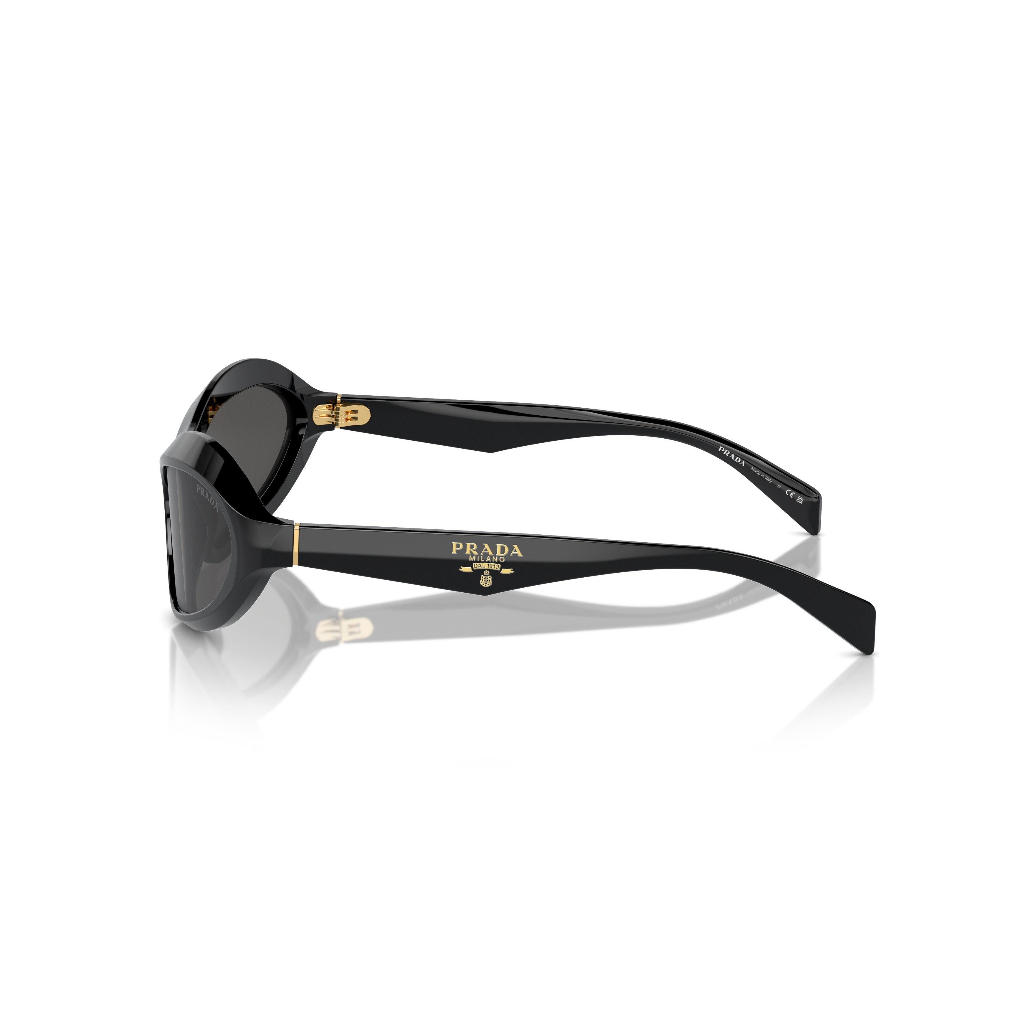 0pr A20s Oval-Shape Black Acetate Sunglasses