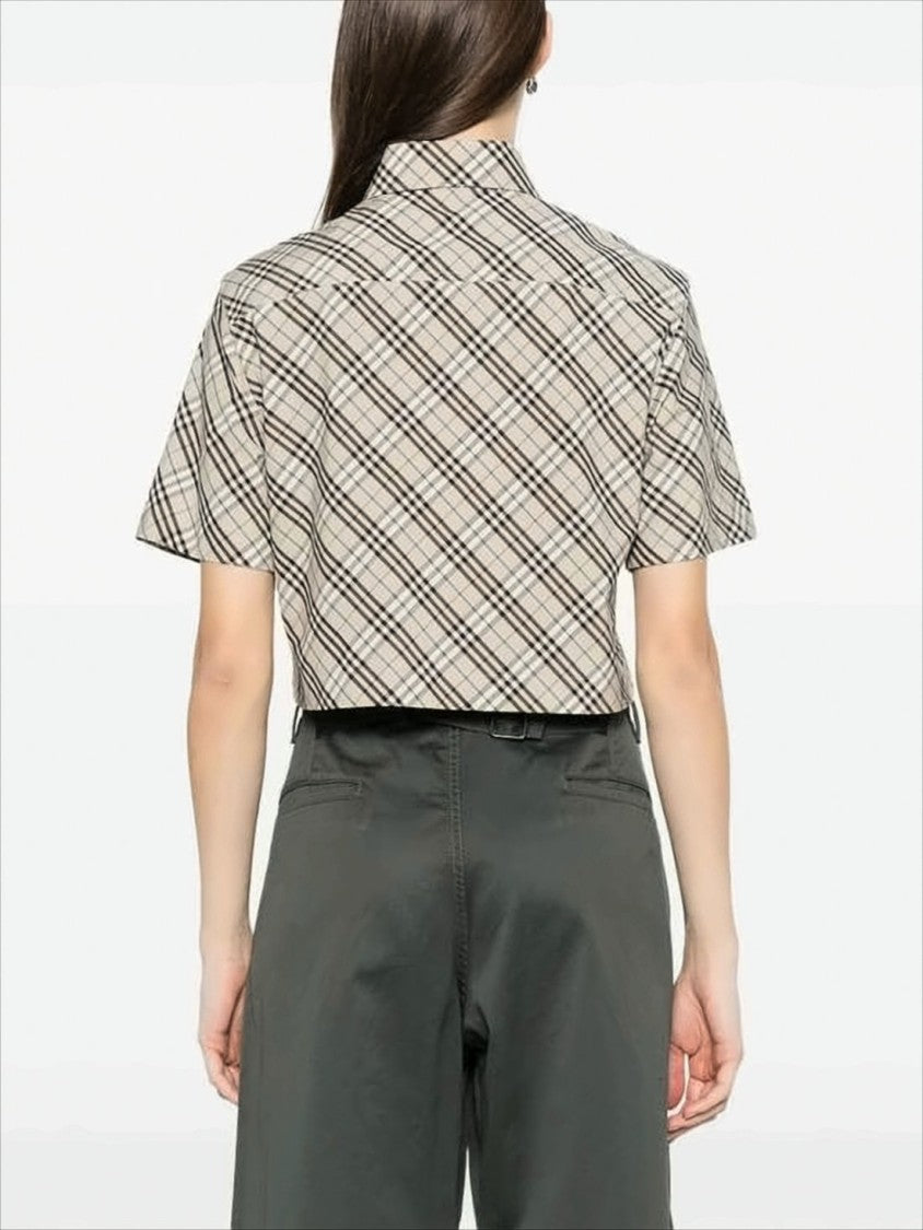 Cropped Check Pattern Shirt