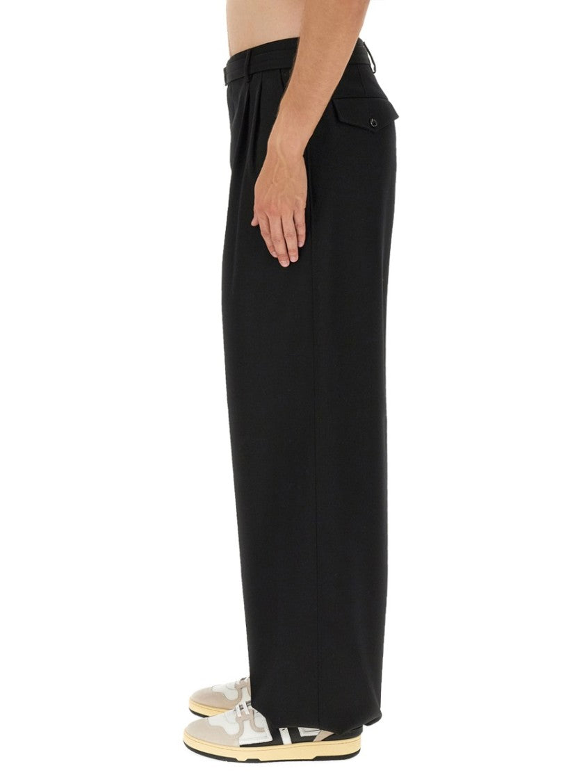 Tailored Black Wool Wide Leg Pants
