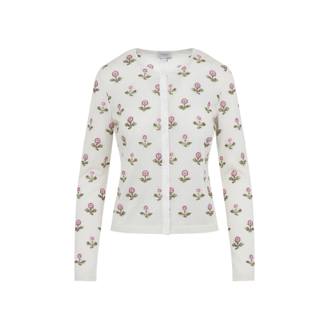 Floral-Pattern Cashmere and Silk Blend Sweater