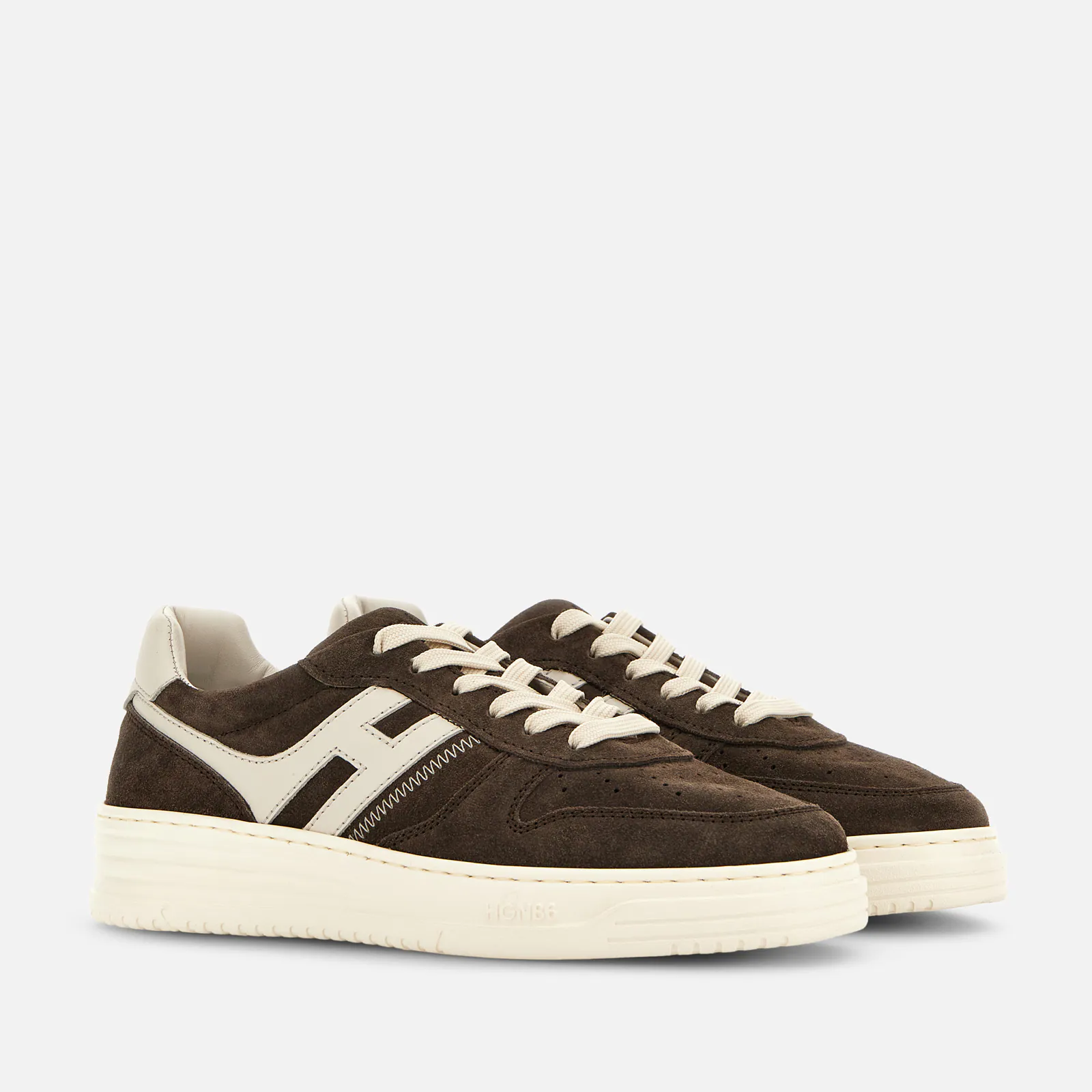 Lace-Up Brown Calfskin Shoes With Suede