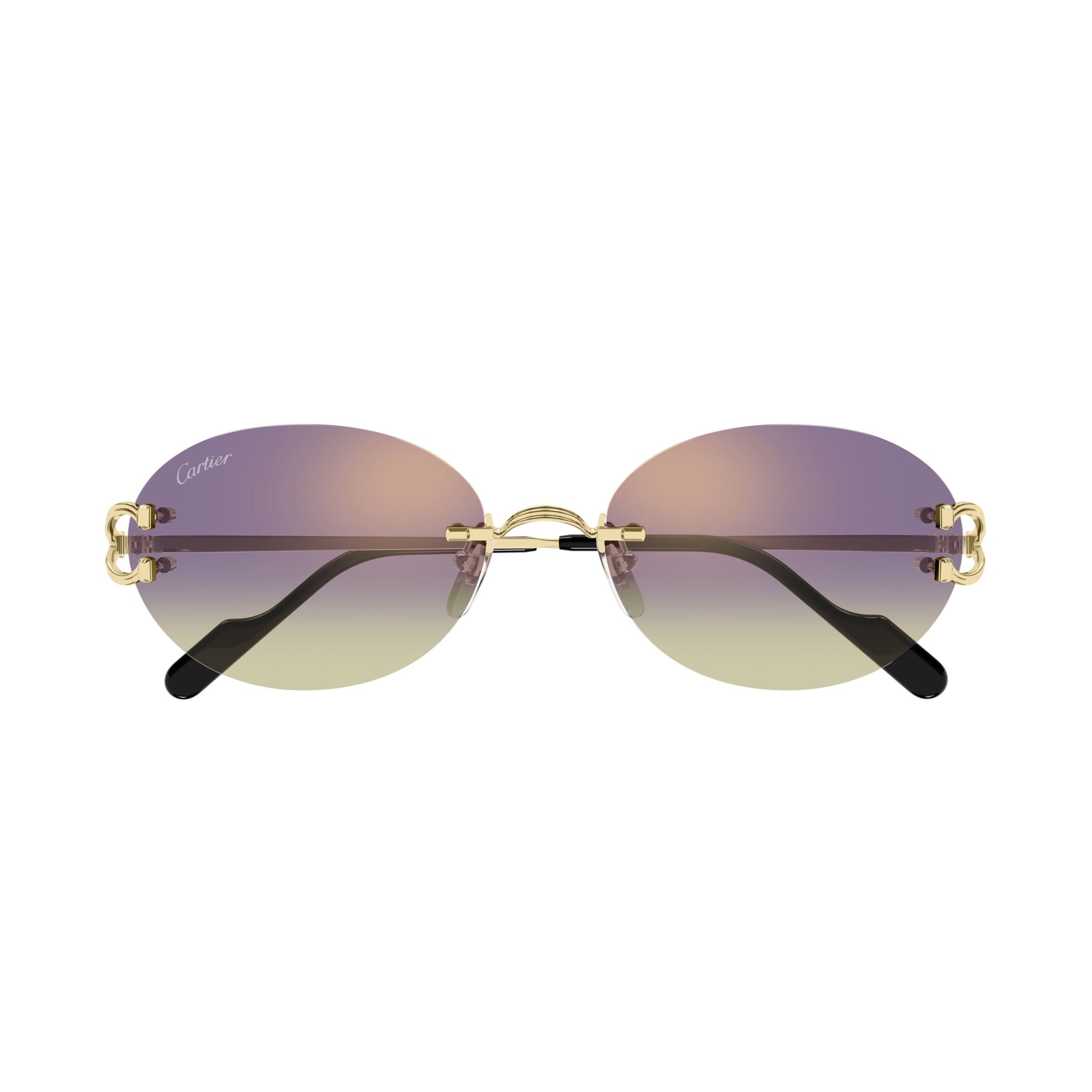 Gradient Oval Rimless Sunglasses With Unique Y-Shaped Arms