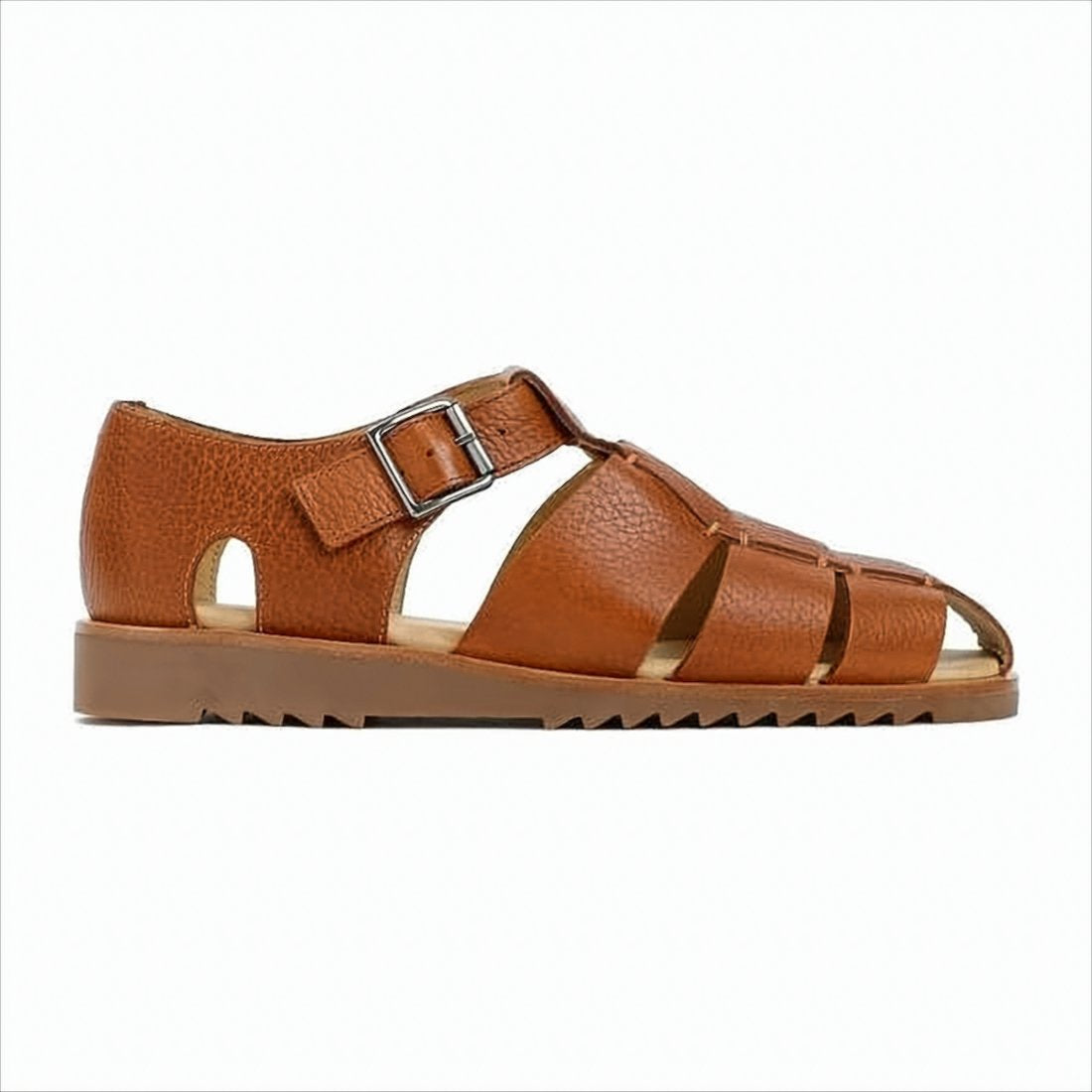 Fisherman Sandal with Textured Leather Straps