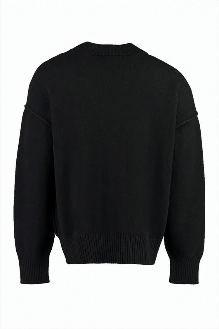 Cropped Black Cardigan with Deep V-Neck