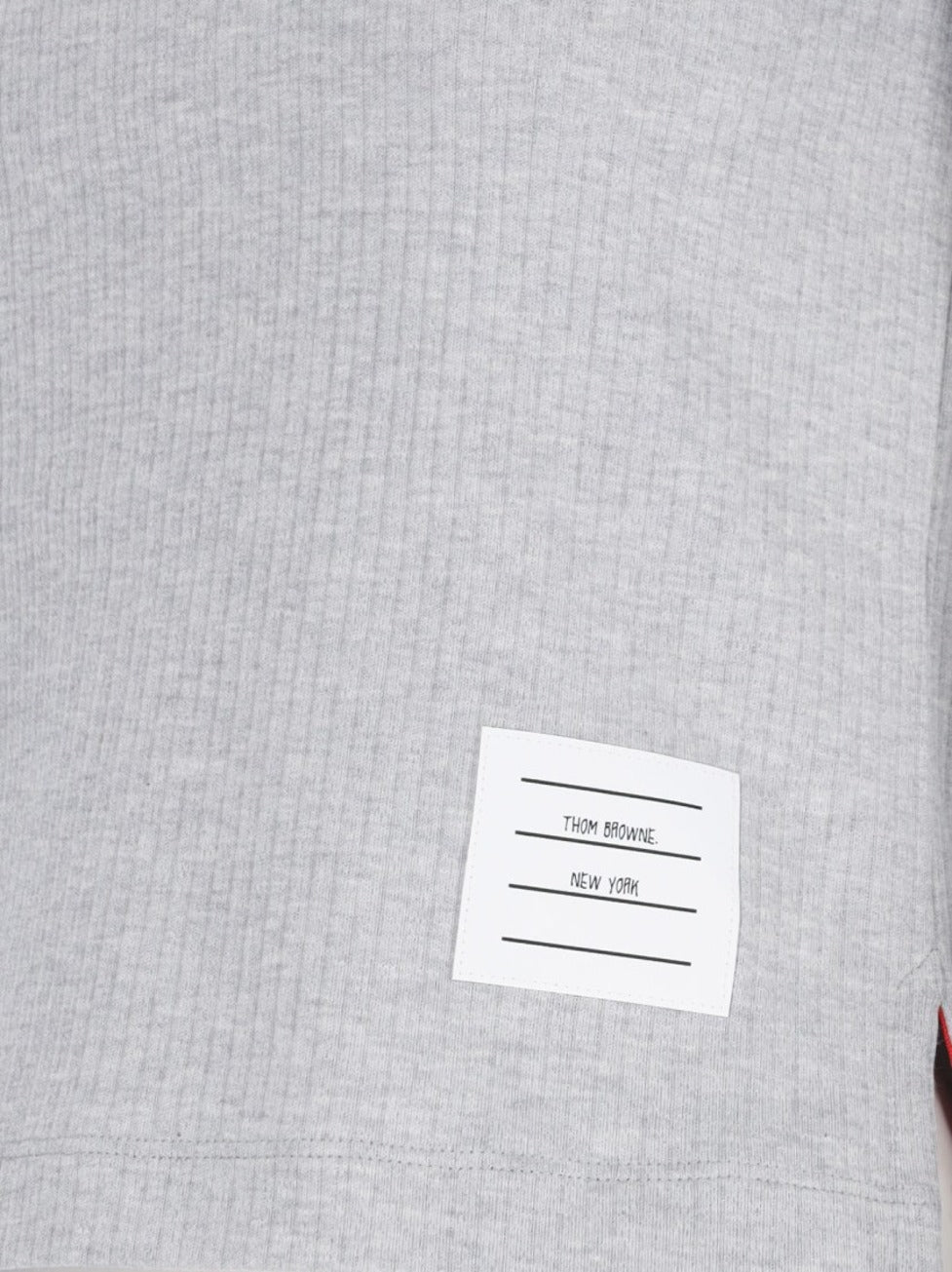 "Three Stripes" Knit Polo – Gray