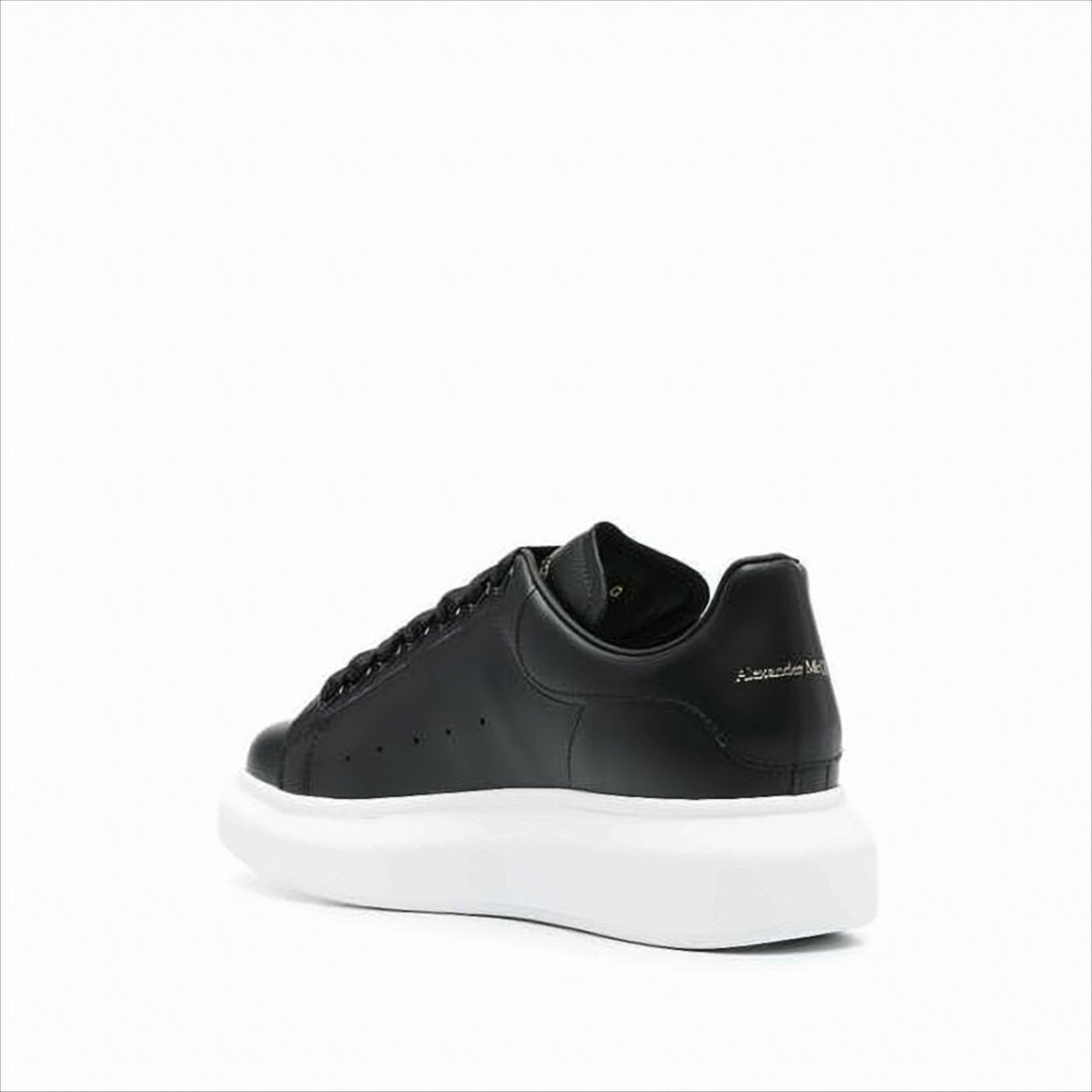 Black Calf Leather Sneakers with White Sole
