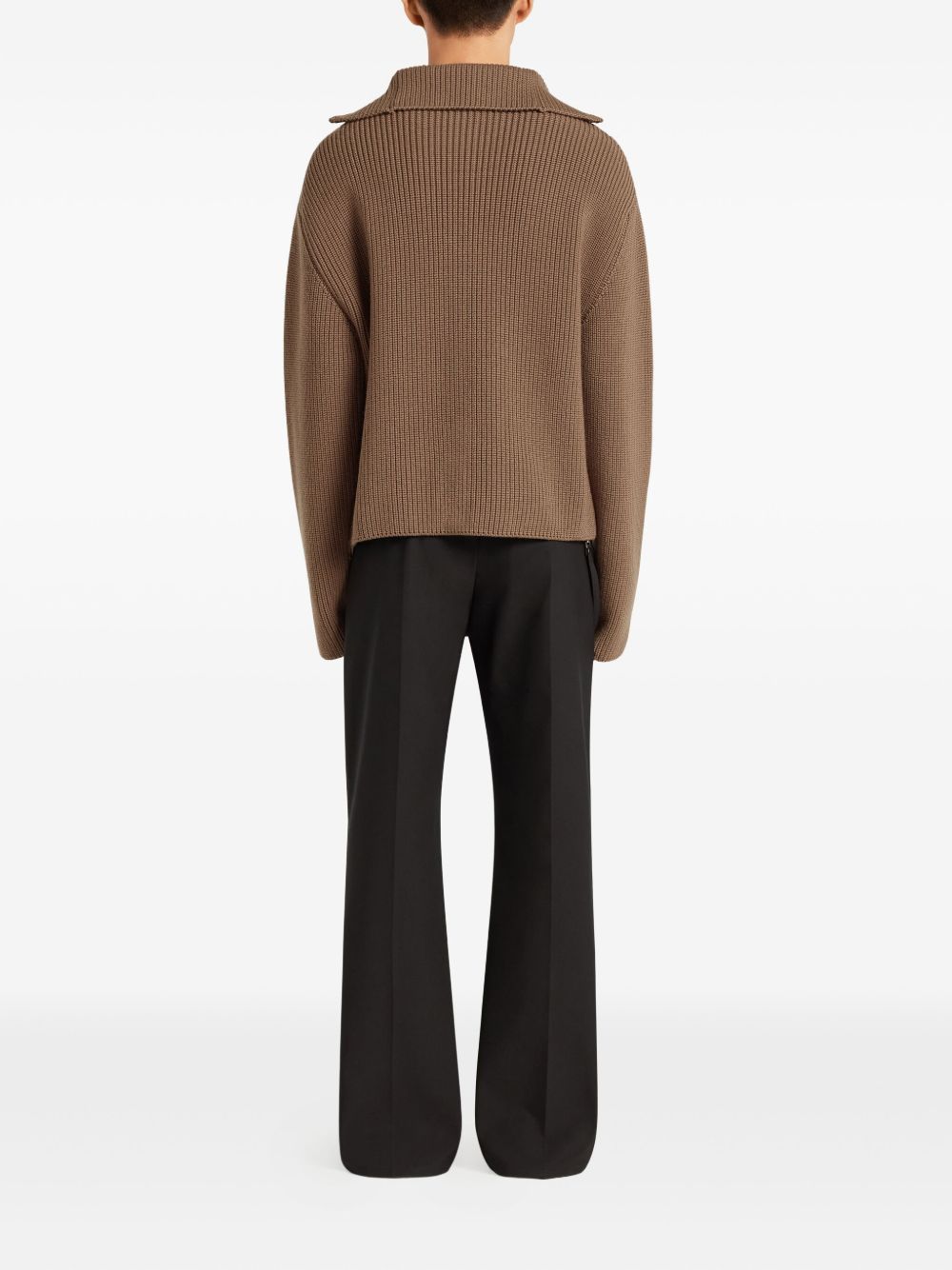 Funnel Neck Sweater With Half-Zip Fastening