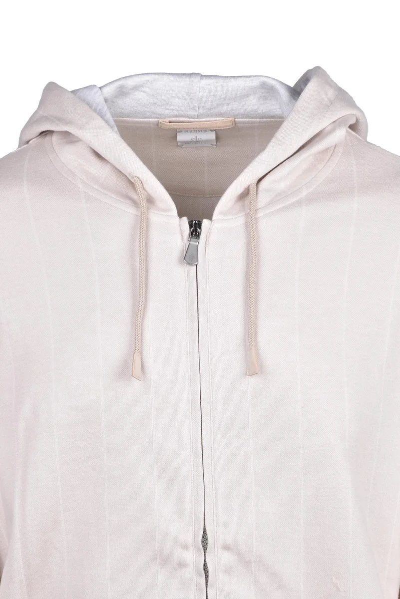 Cotton Cashmere Silk Zip Sweatshirt - Beige