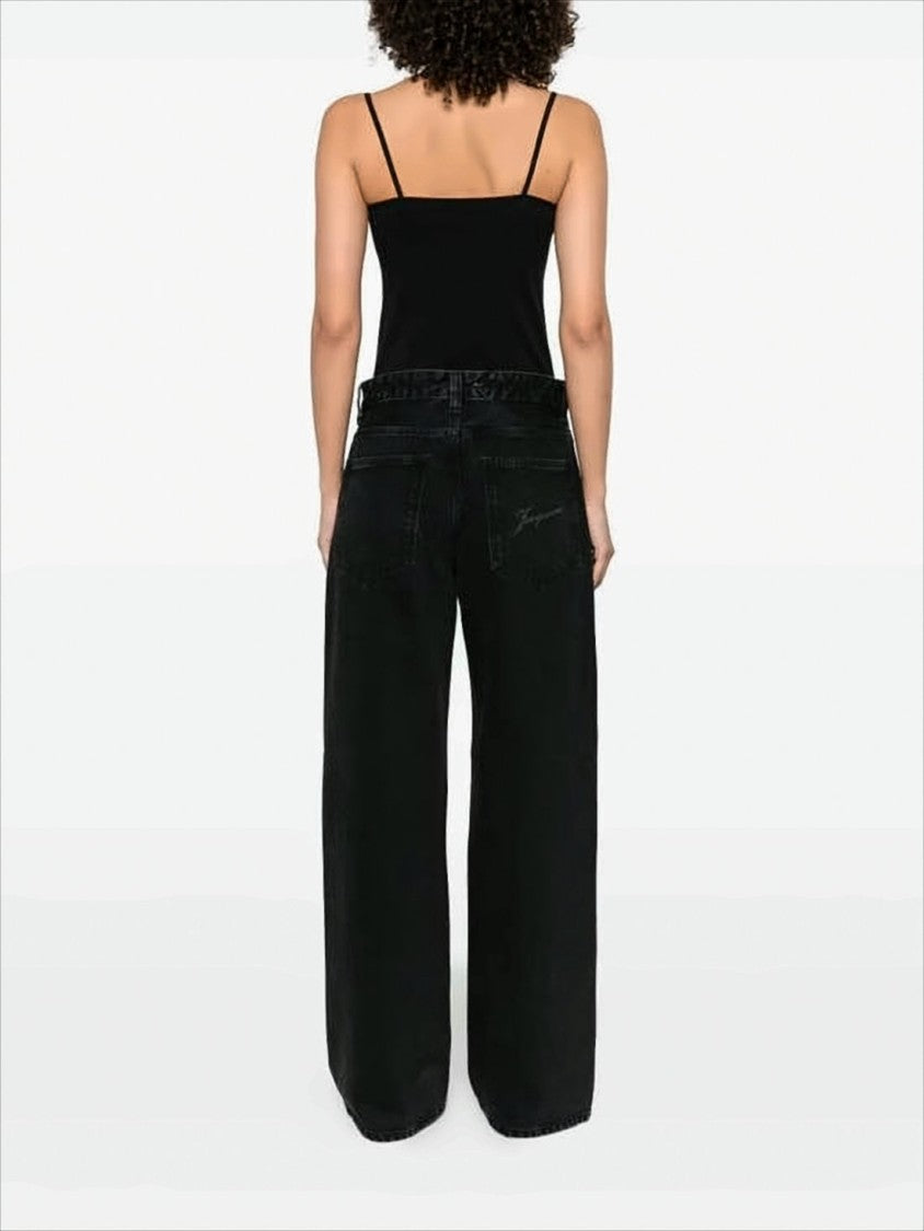 Wide-Leg Denim Pants With Classic Five-Pocket Design