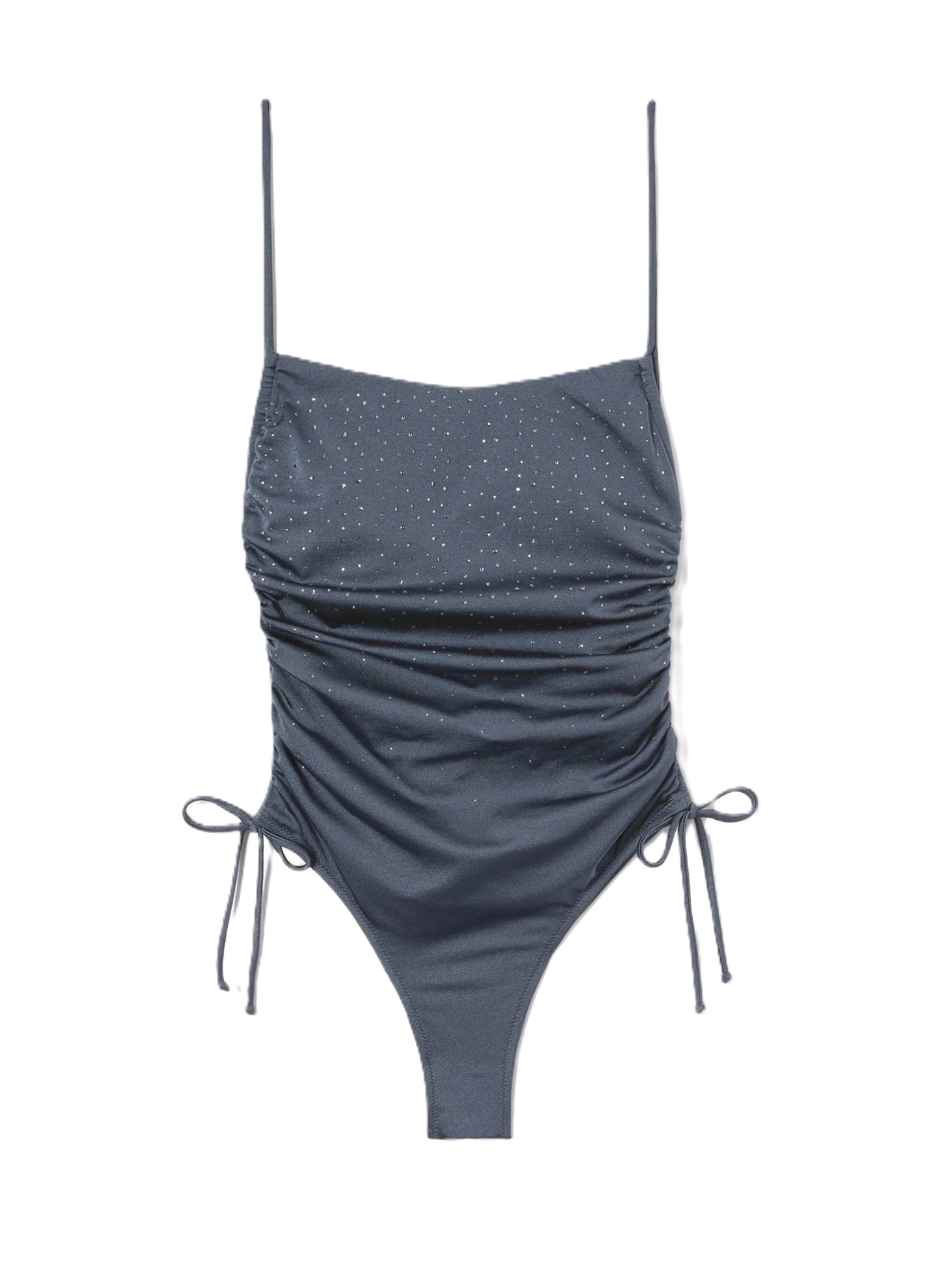One-Piece Swimsuit with Subtle Embellishments and Adjustable Ties