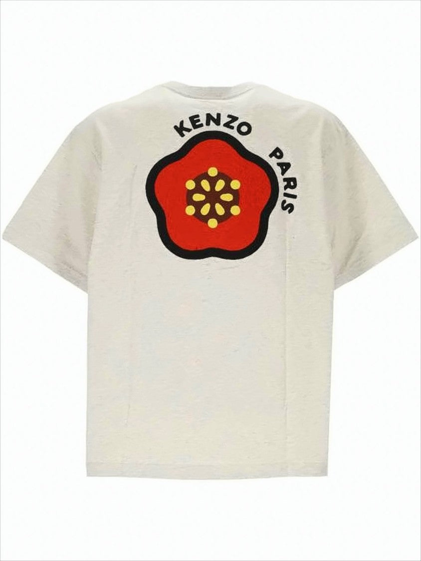 Short-Sleeved Crew Neck T-Shirt with Bold Floral Graphics