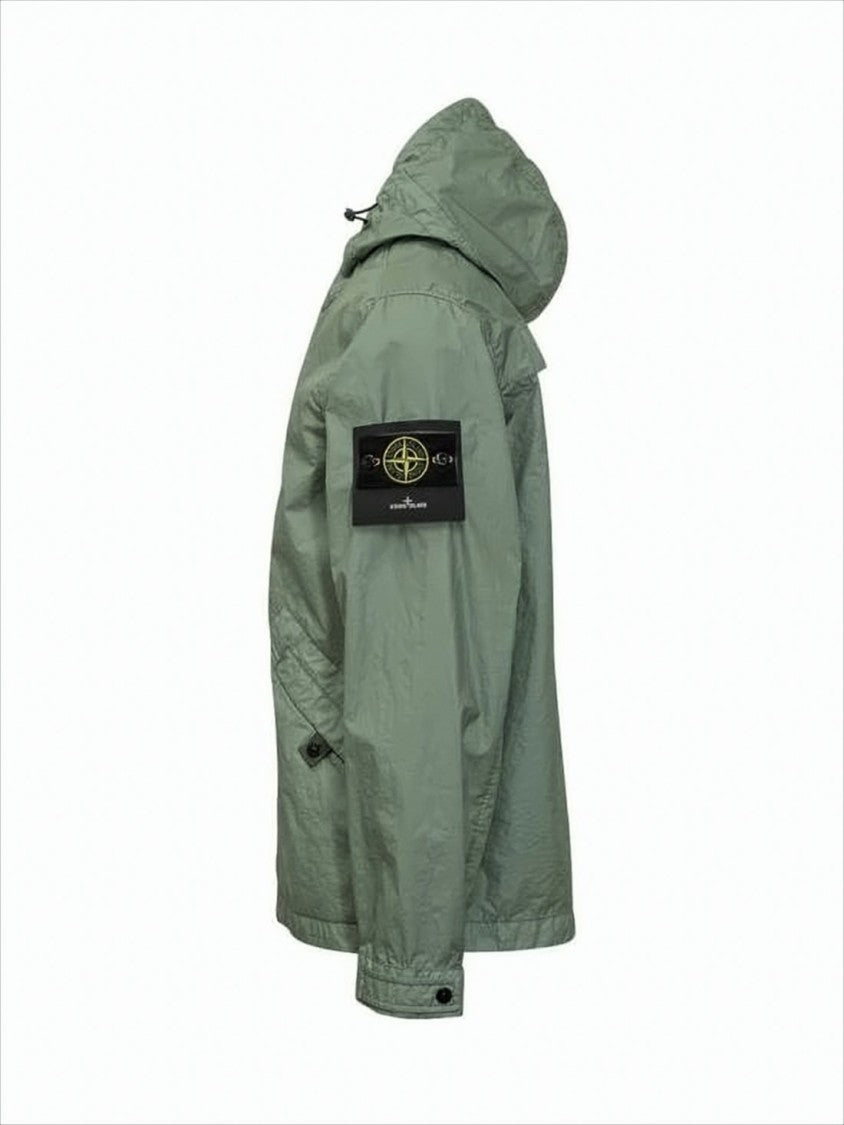Lightweight Green Polyamide Jacket with Compass Logo