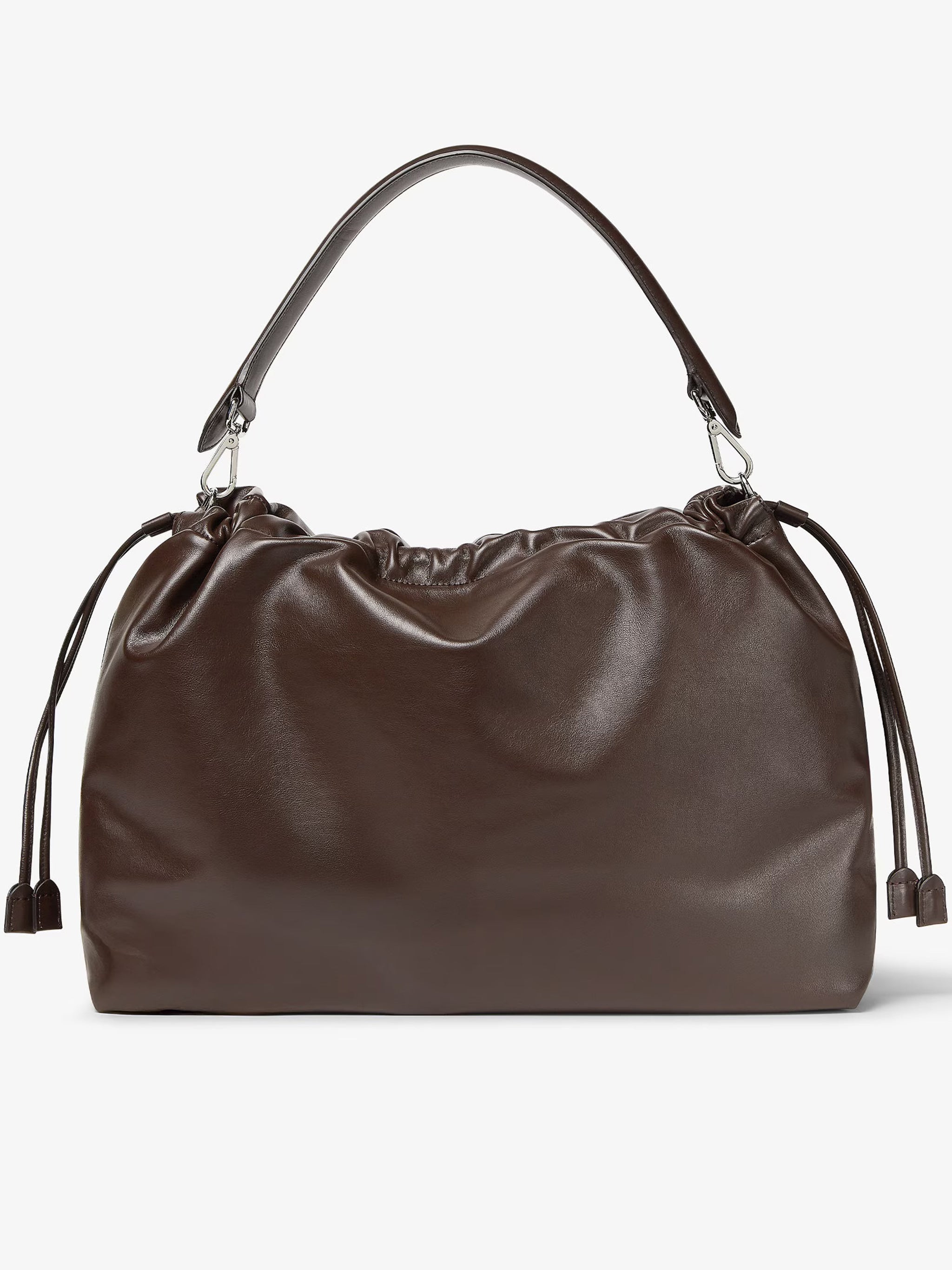 Mamma Baguette Ruched Brown Leather Bag