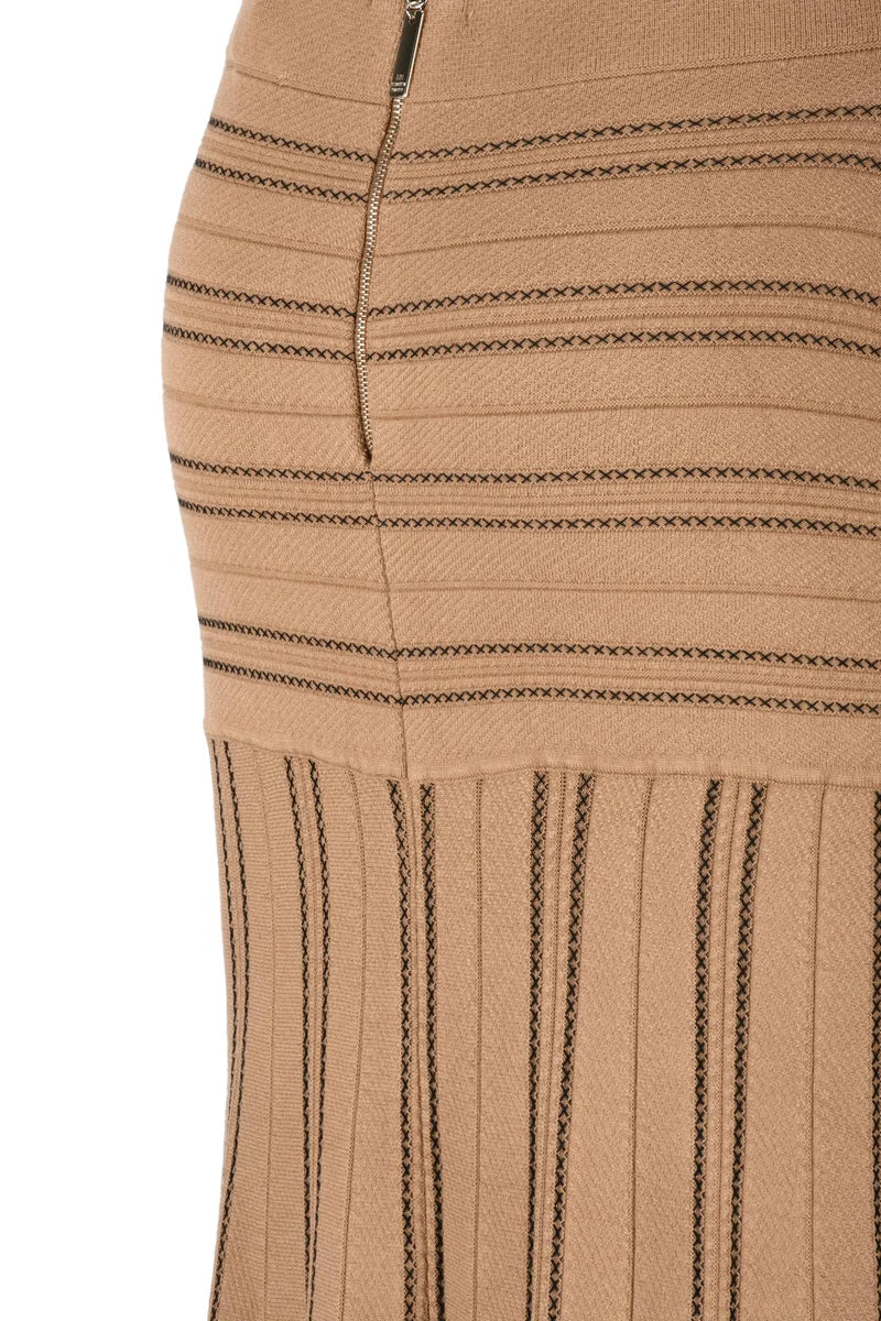 Long Knit Skirt - Beige