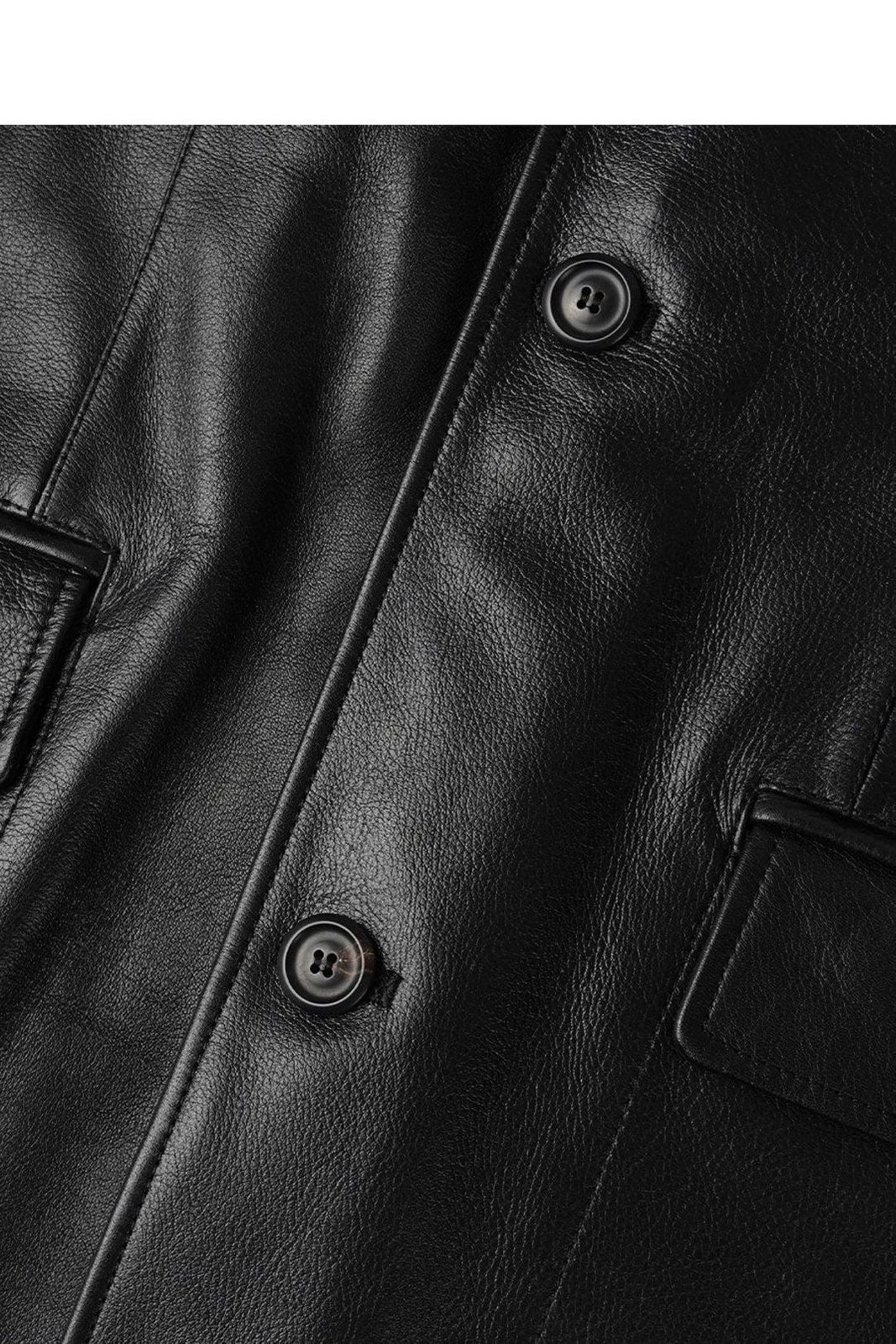 Calf Leather Casual Jacket with Classic Collar