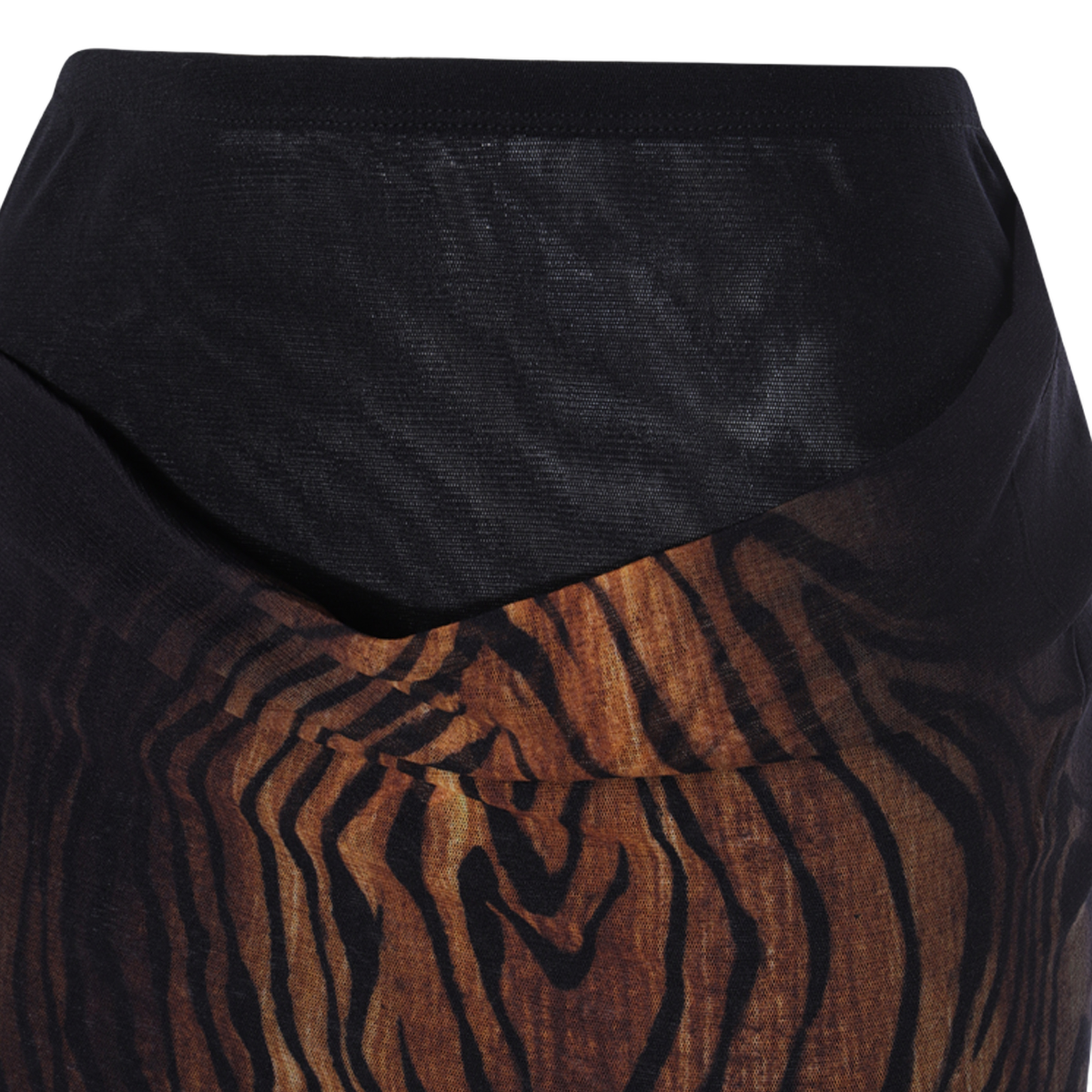 High-Waisted Midi Skirt with Wood Grain Pattern