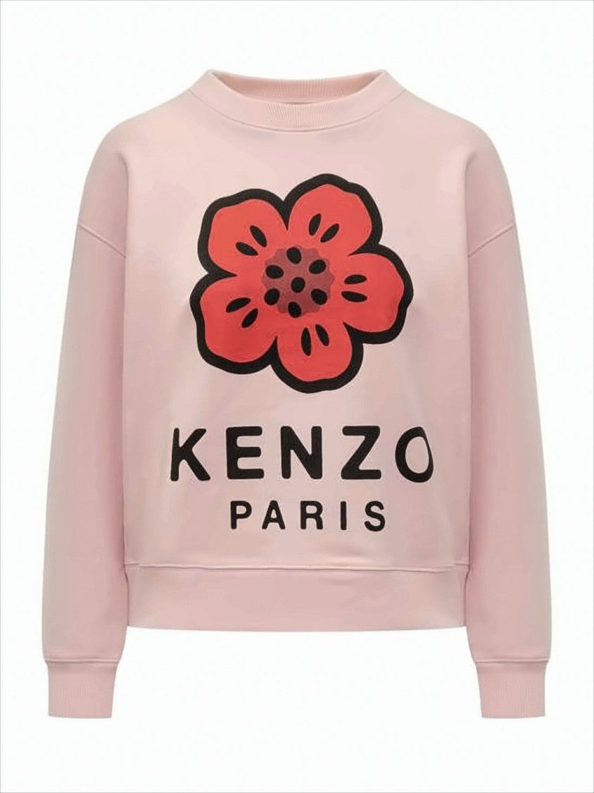 Cropped Long-Sleeve Sweatshirt With Bold Floral Graphic
