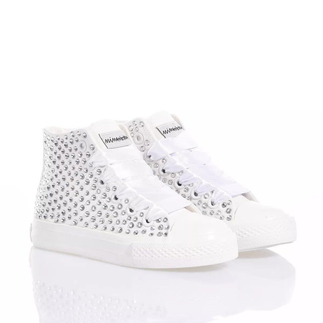 High-Top Canvas Sneakers With Swarovski Crystal Embellishments