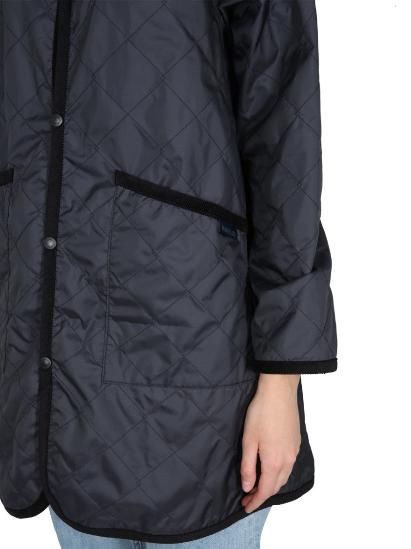 Quilted Nylon Jacket With Velvet Collar