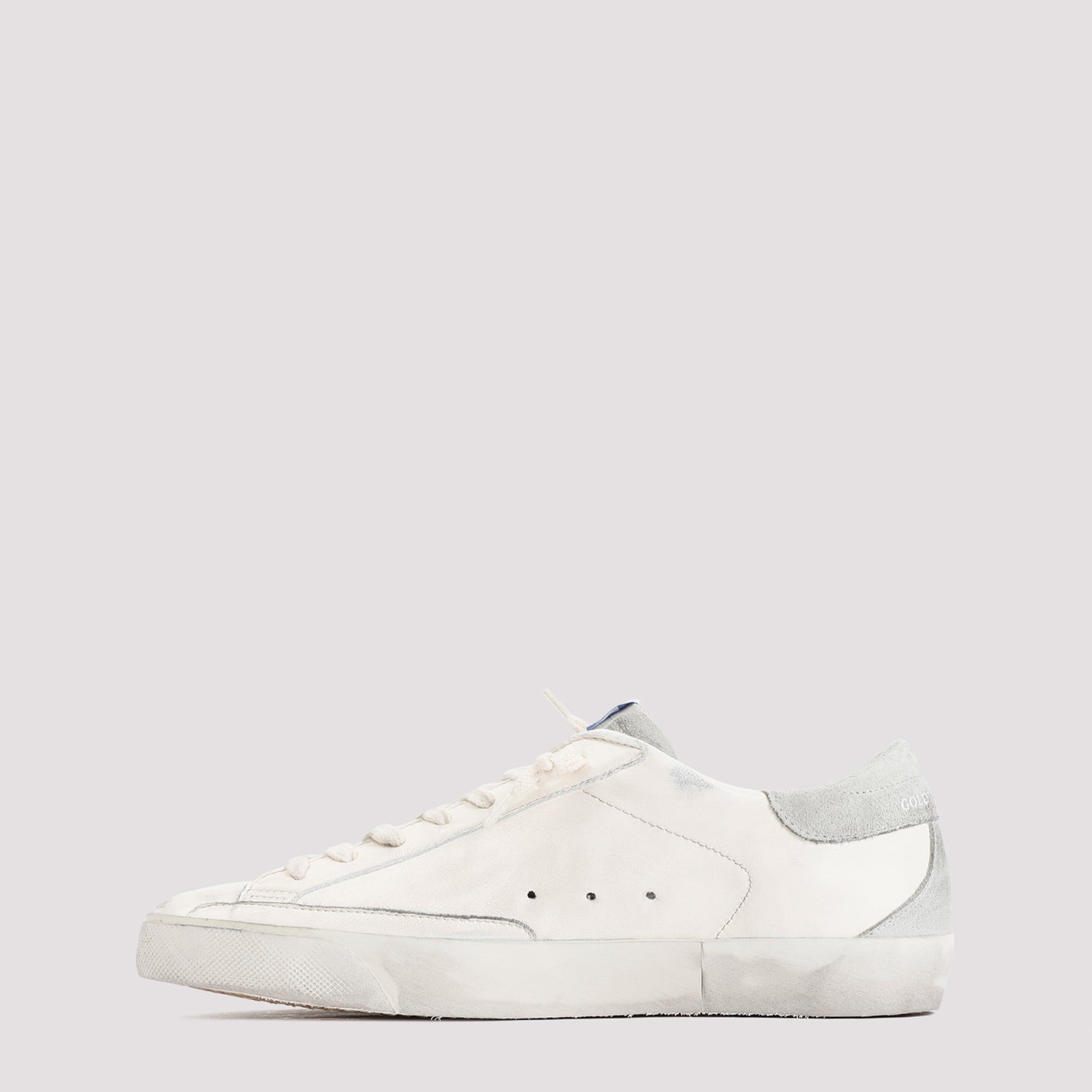 Distressed White Leather Superstar Sneakers