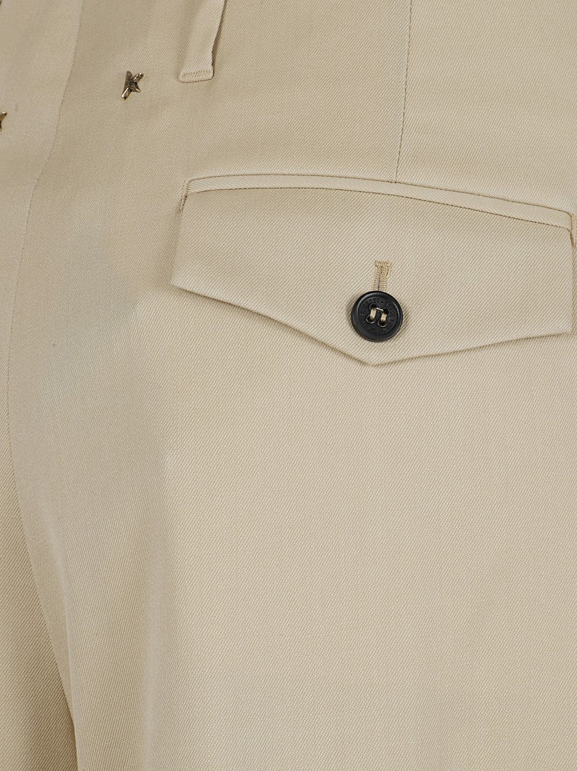 Wide-Leg Trousers With Box-Pleat Detail
