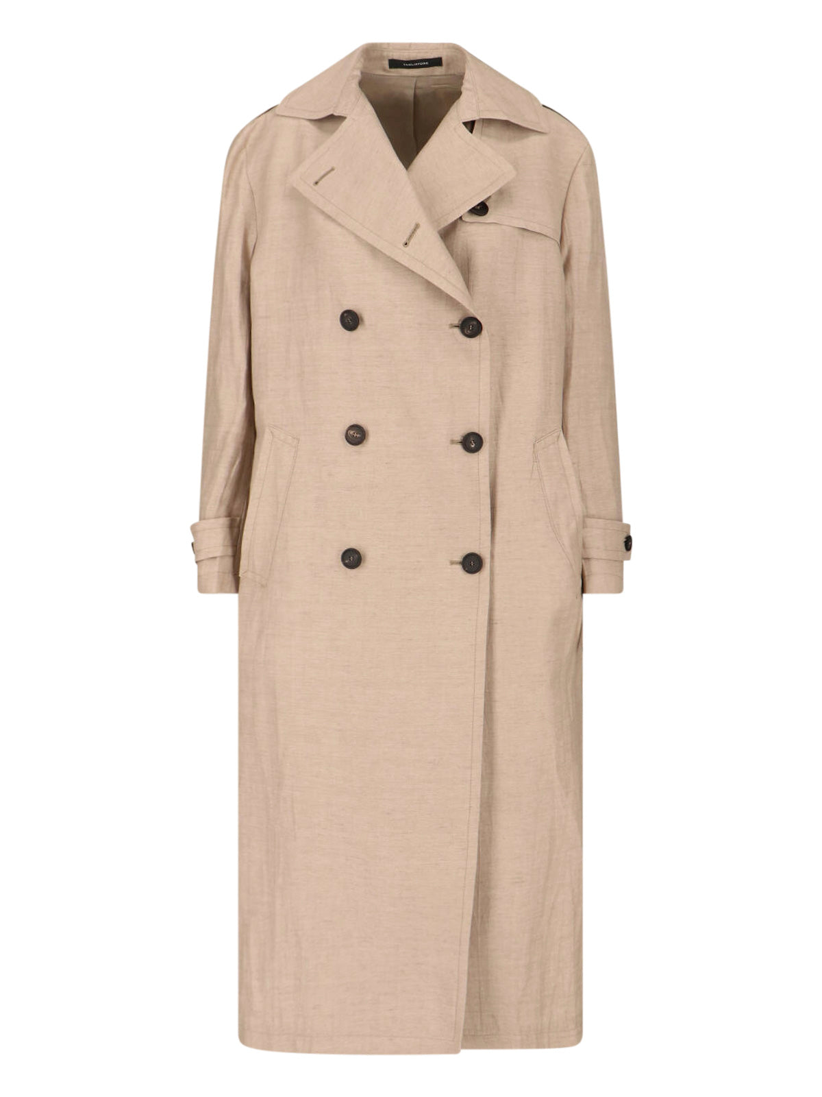 Beige Double-Breasted Wool Cotton Trench