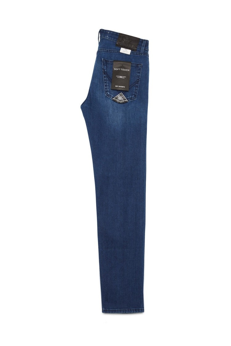 Slim-Fit Dark Wash Denim Jeans With Contrasting Stitching