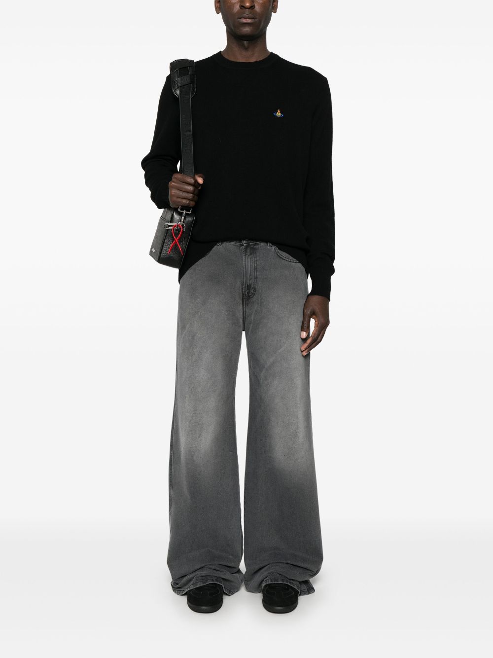Black Sweatshirt with Ribbed Cuffs