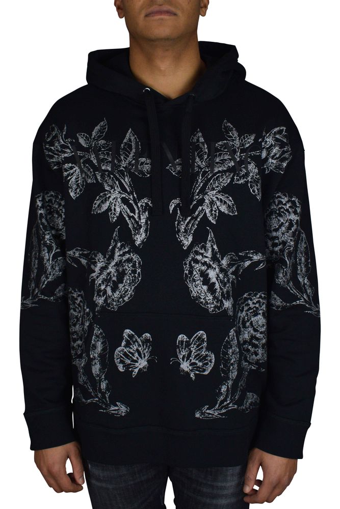 Valentino Floral Print Hoodie With Kangaroo Pocket