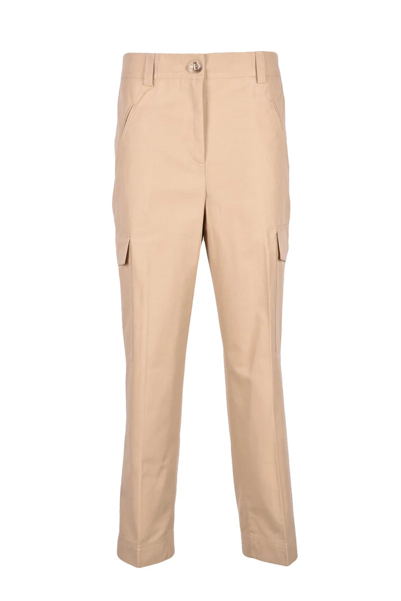 Beige Cargo Pants with Mid-Rise Waist
