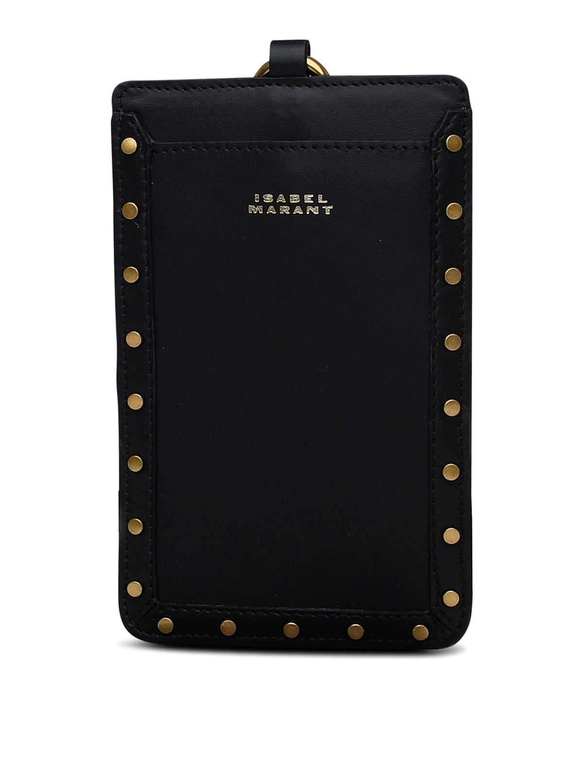 Rectangular Black Card Wallet with Gold-tone Accents
