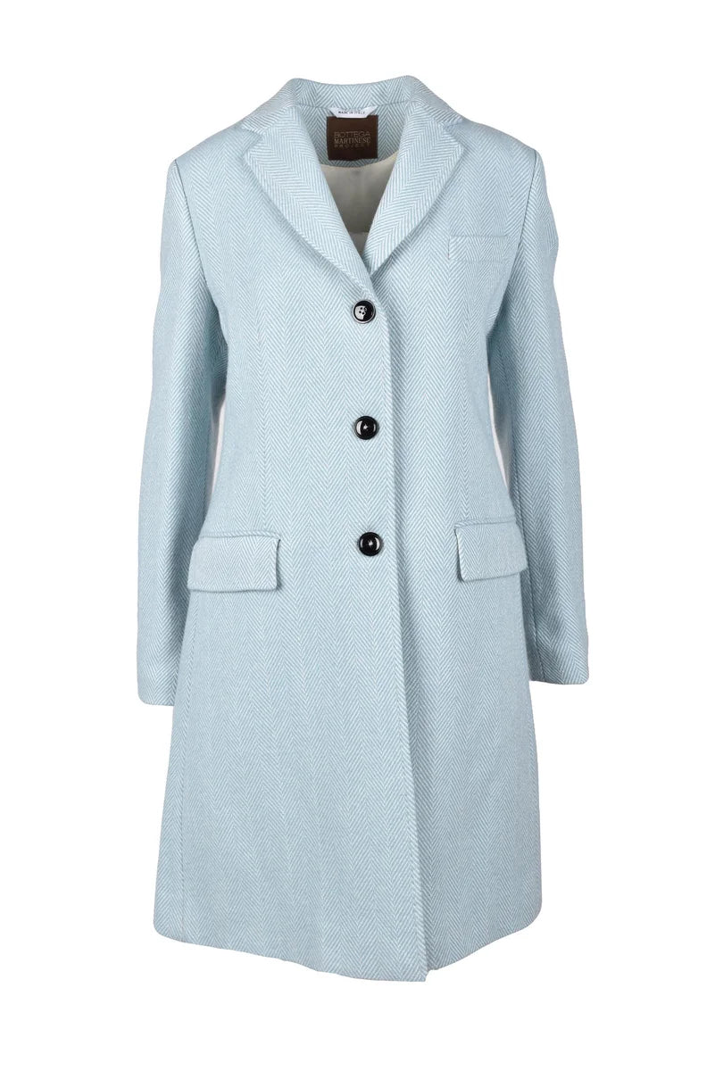 Wool Blend Coat - Light Blue